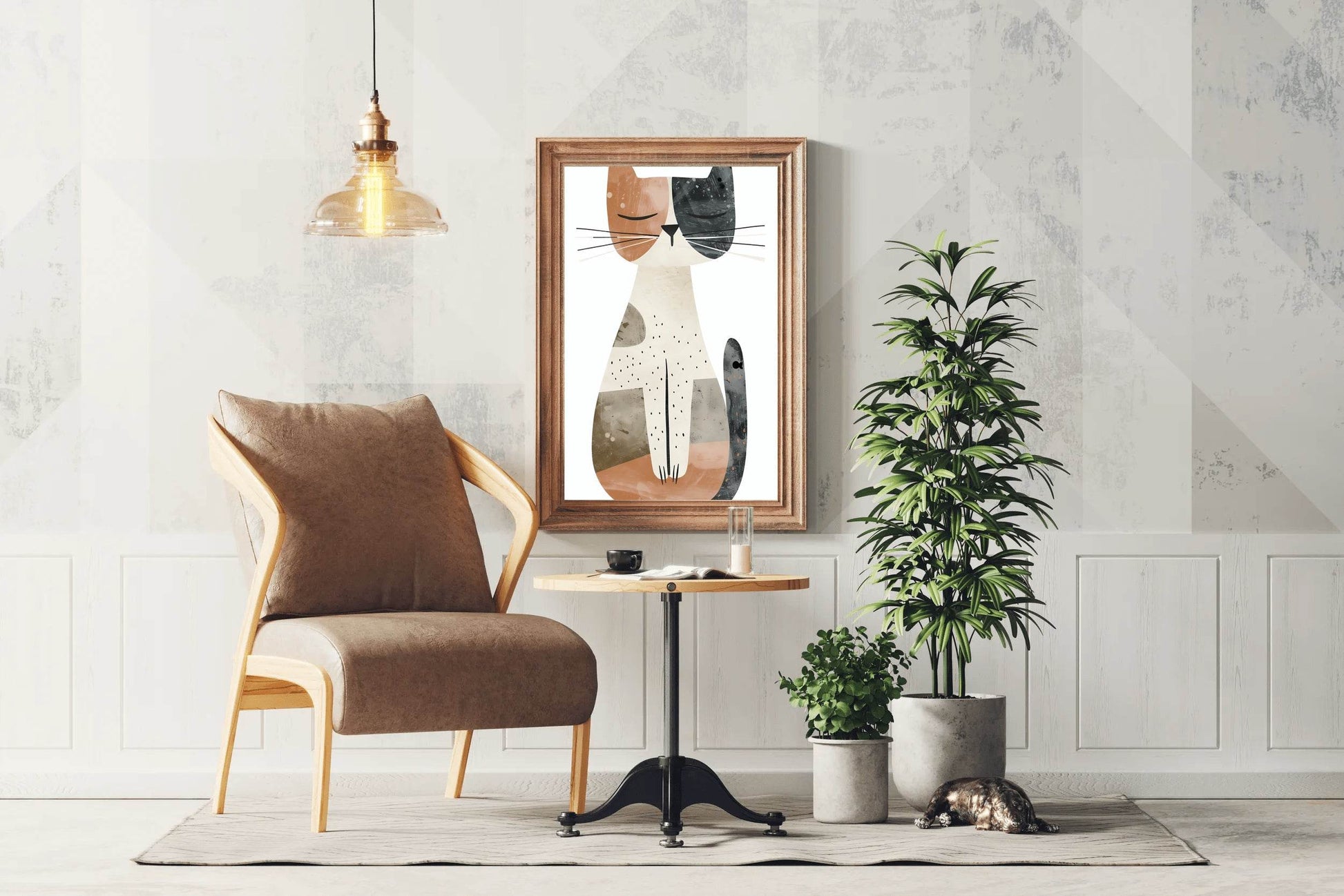 Geomatrical Painted Illustration of a Cat - beink online art store