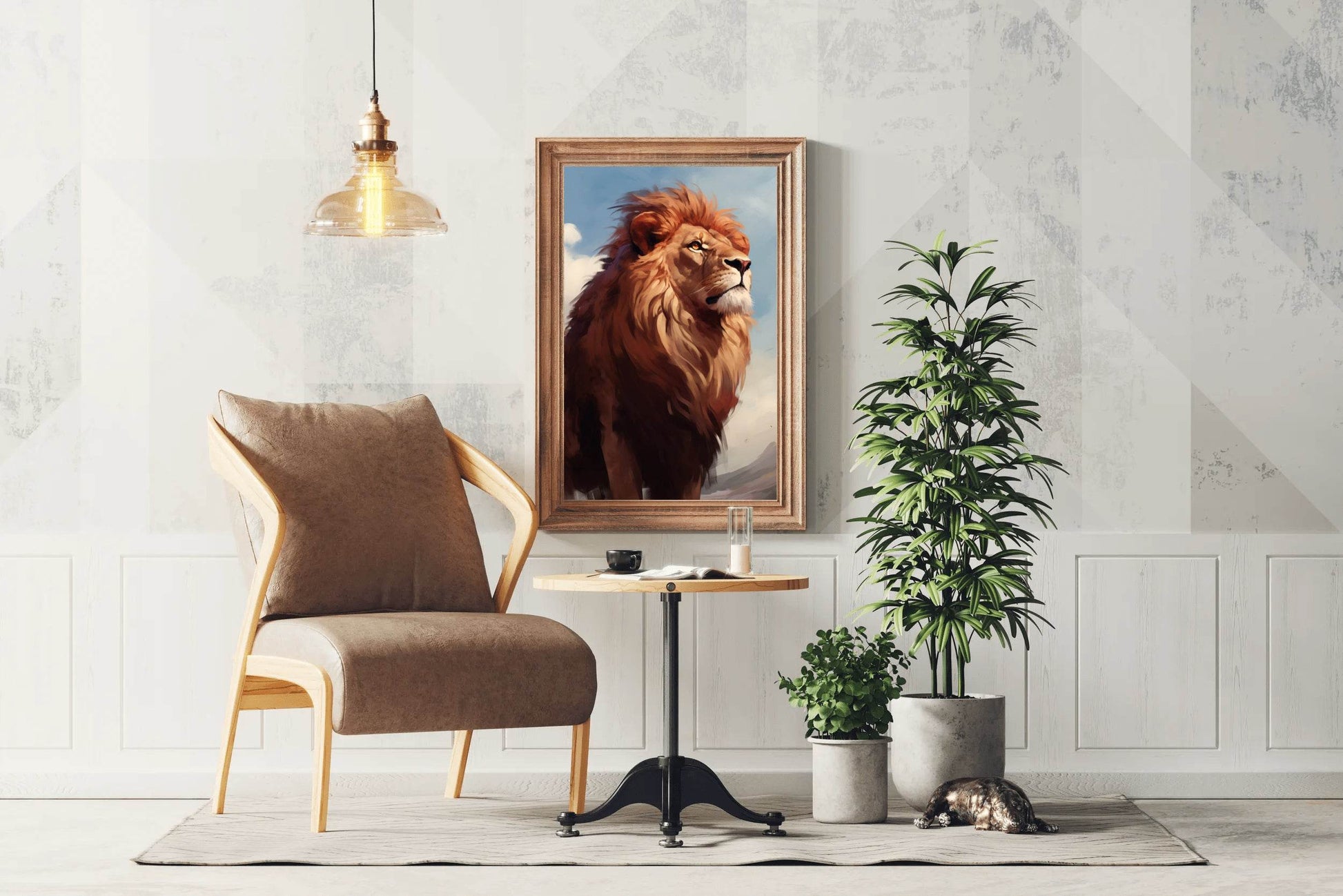 Watercolor Painting of a Lion Wall Art - beink online art store