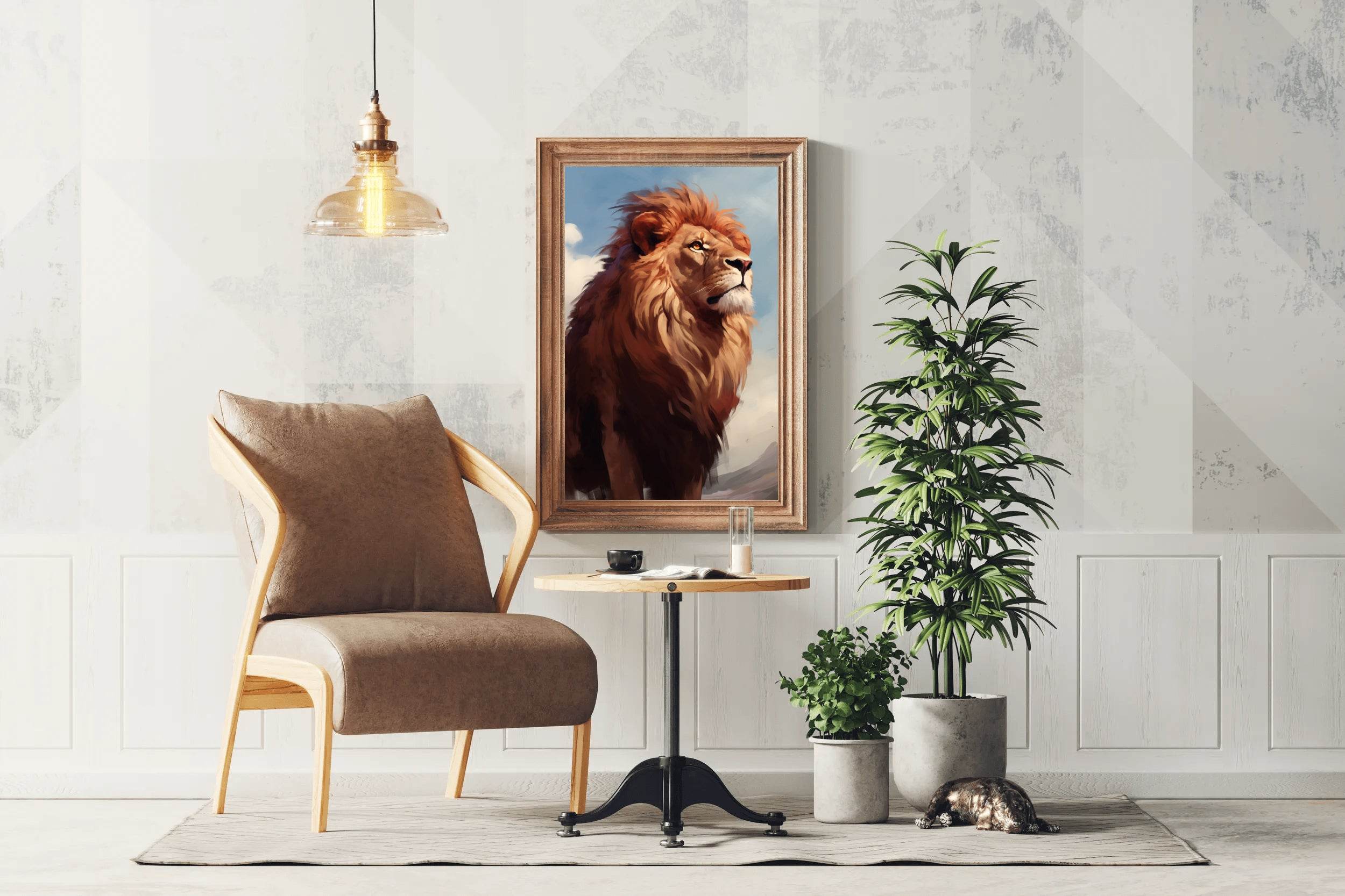 Watercolor Painting of a Lion Wall Art - beink online art store