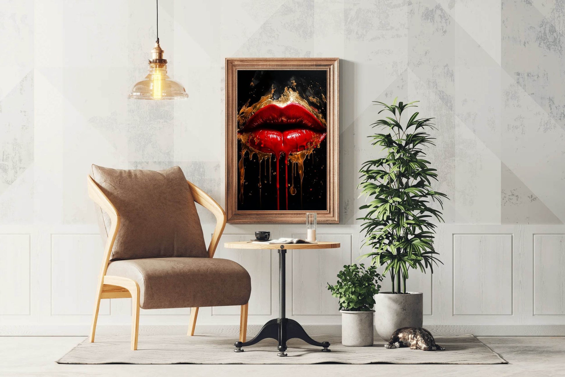 Oil Painting Of A Beautiful Woman's Lips - beink online art store