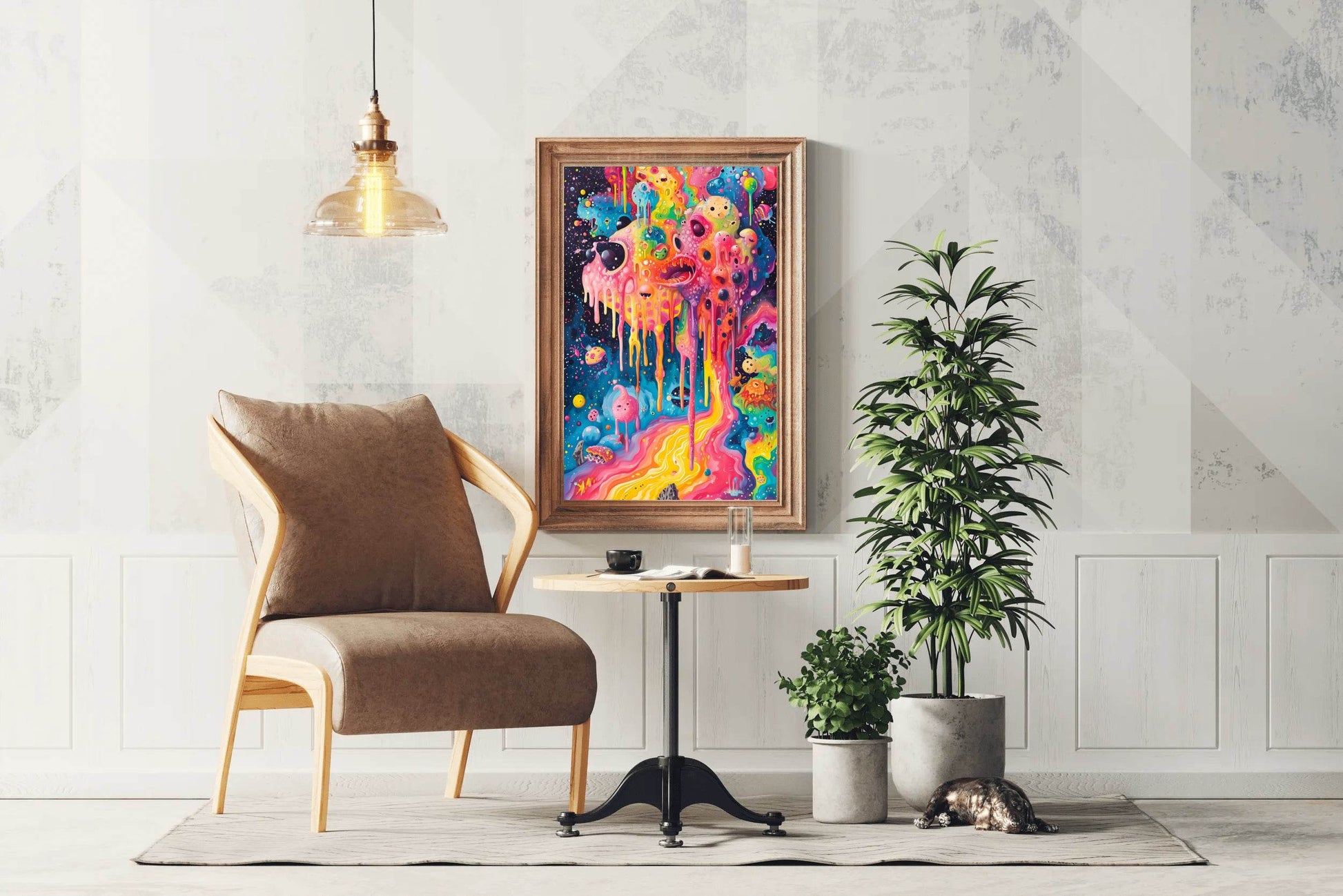 Brightly Colored Psychedelic Painting of a Monster Wall Art - beink online art store
