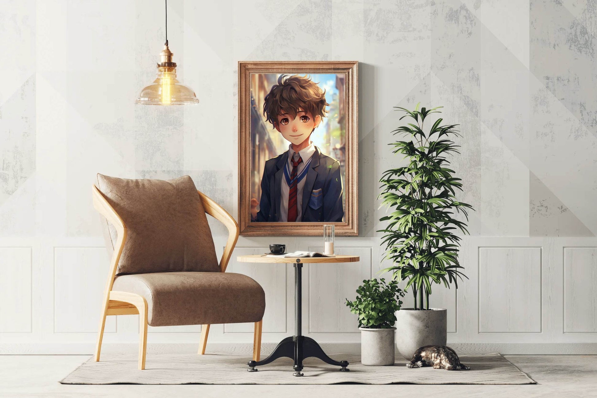 Anime style portrait of young Student school in Uniform Wall Art - beink online art store