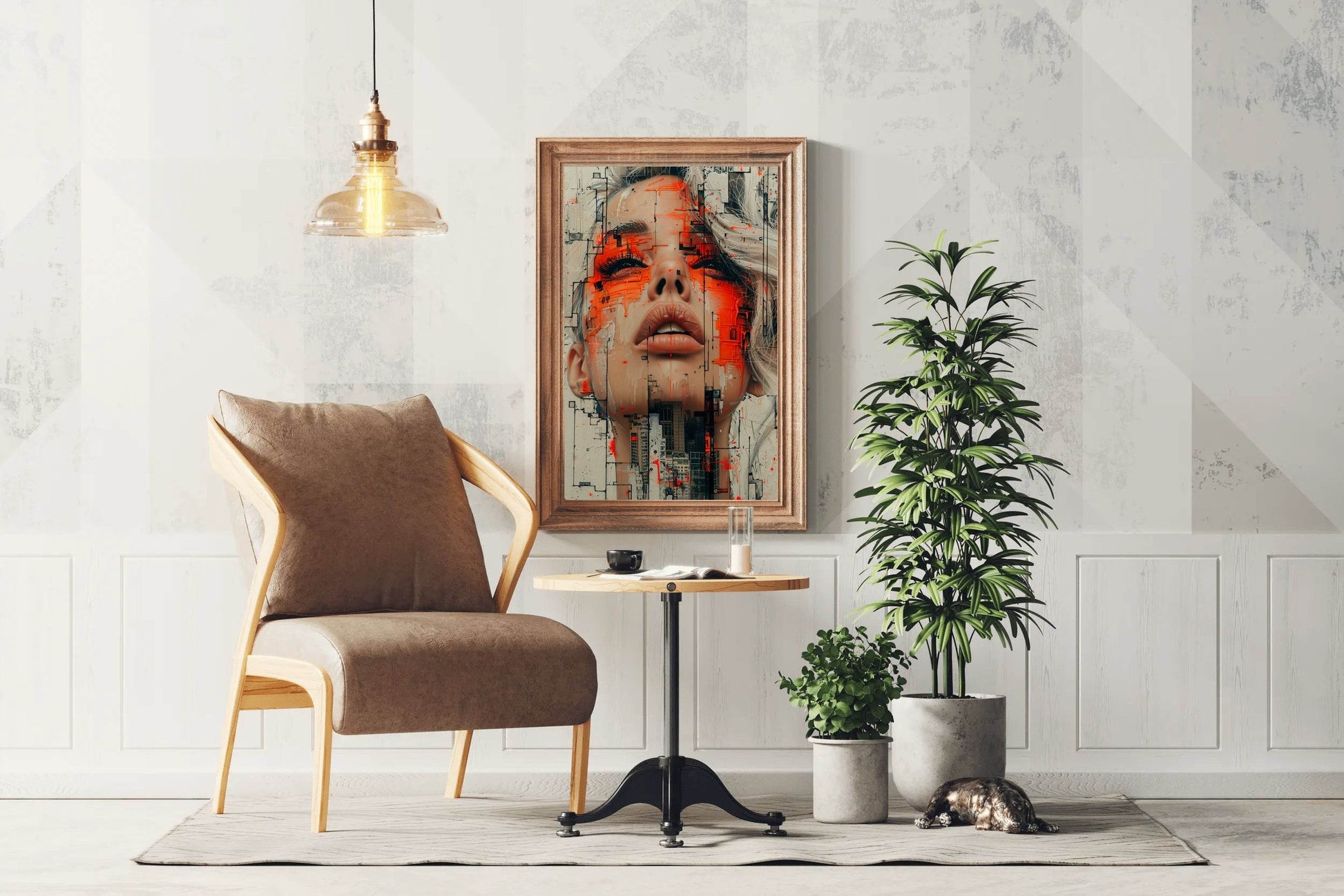 Women With Red Paint on Face Digital Art - beink online art store