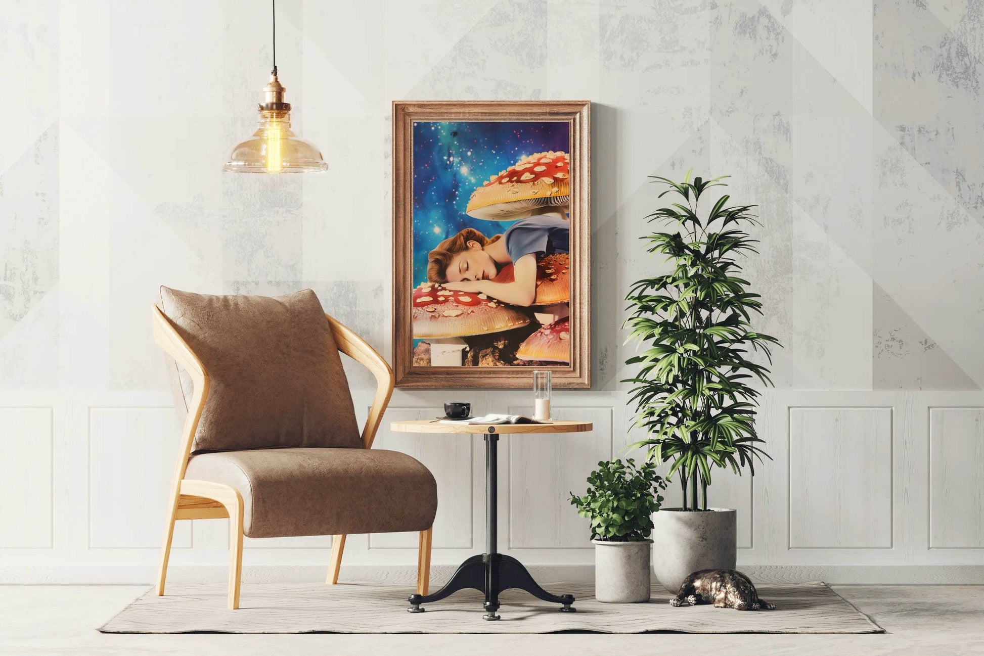 Girl Sleeping On A Mushroom Wall Art - beink online art store