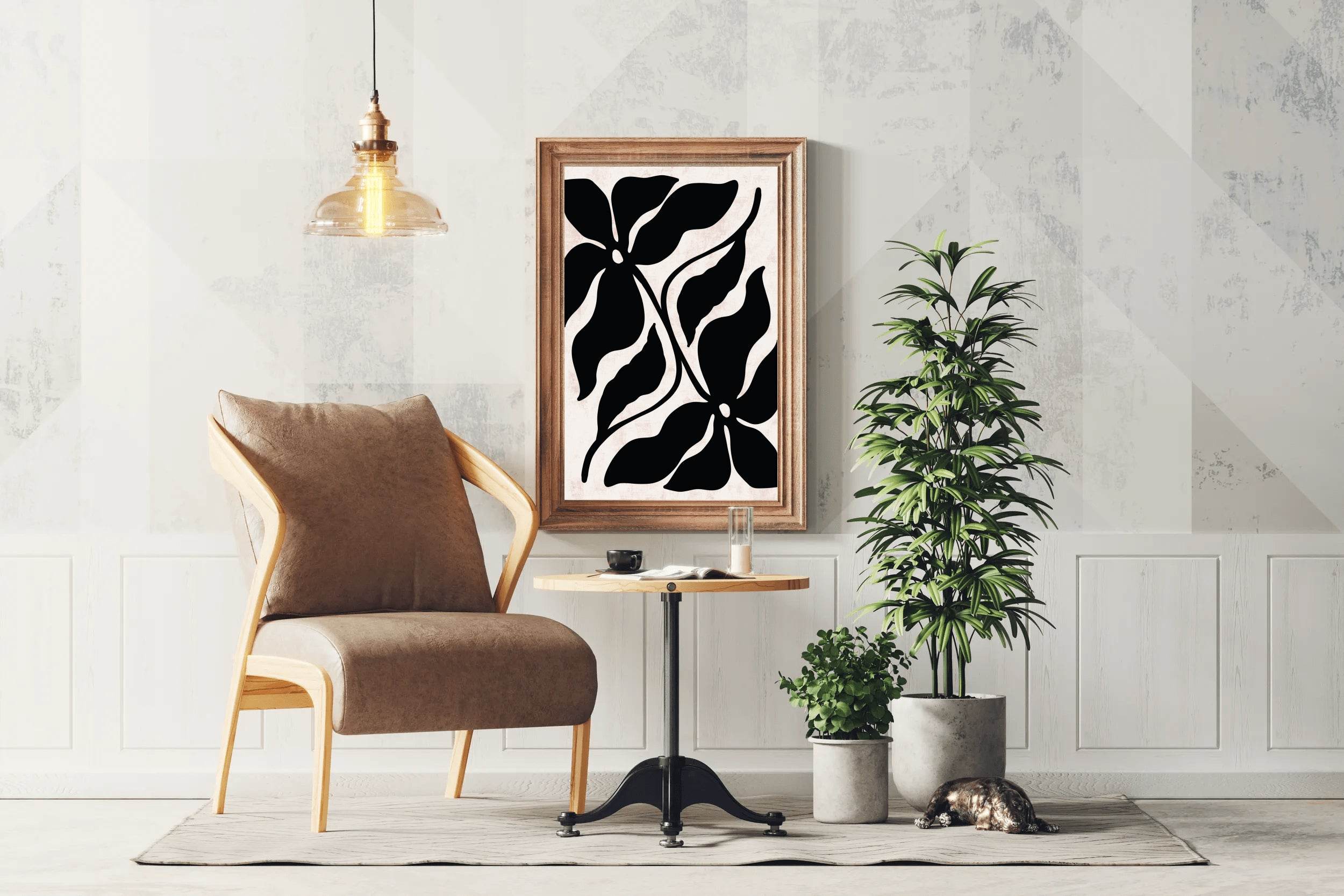 Black and White Floral Pattern ArtWork - beink online art store
