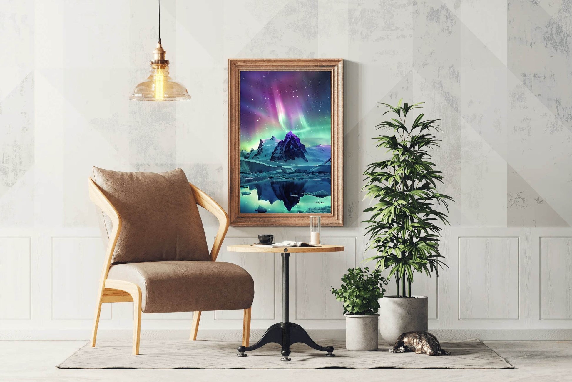 Polar Lights Over Antarctic Peak Wall Art - beink online art store