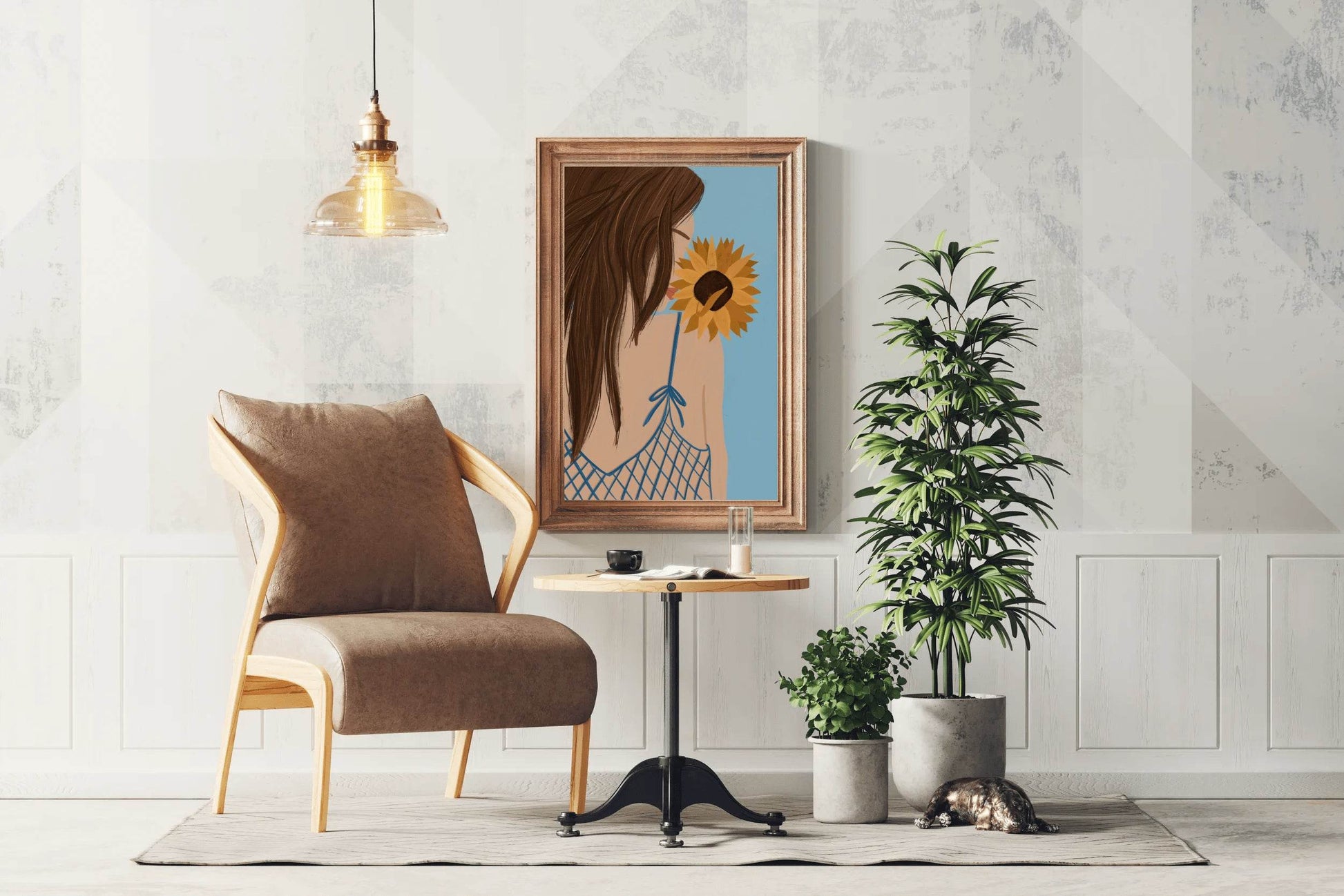 Girl With a Sunflower Wall Art - beink online art store