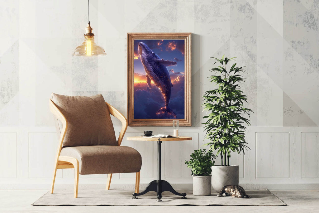 Digital Painting of Fantasy Whale Wall Art - beink online art store