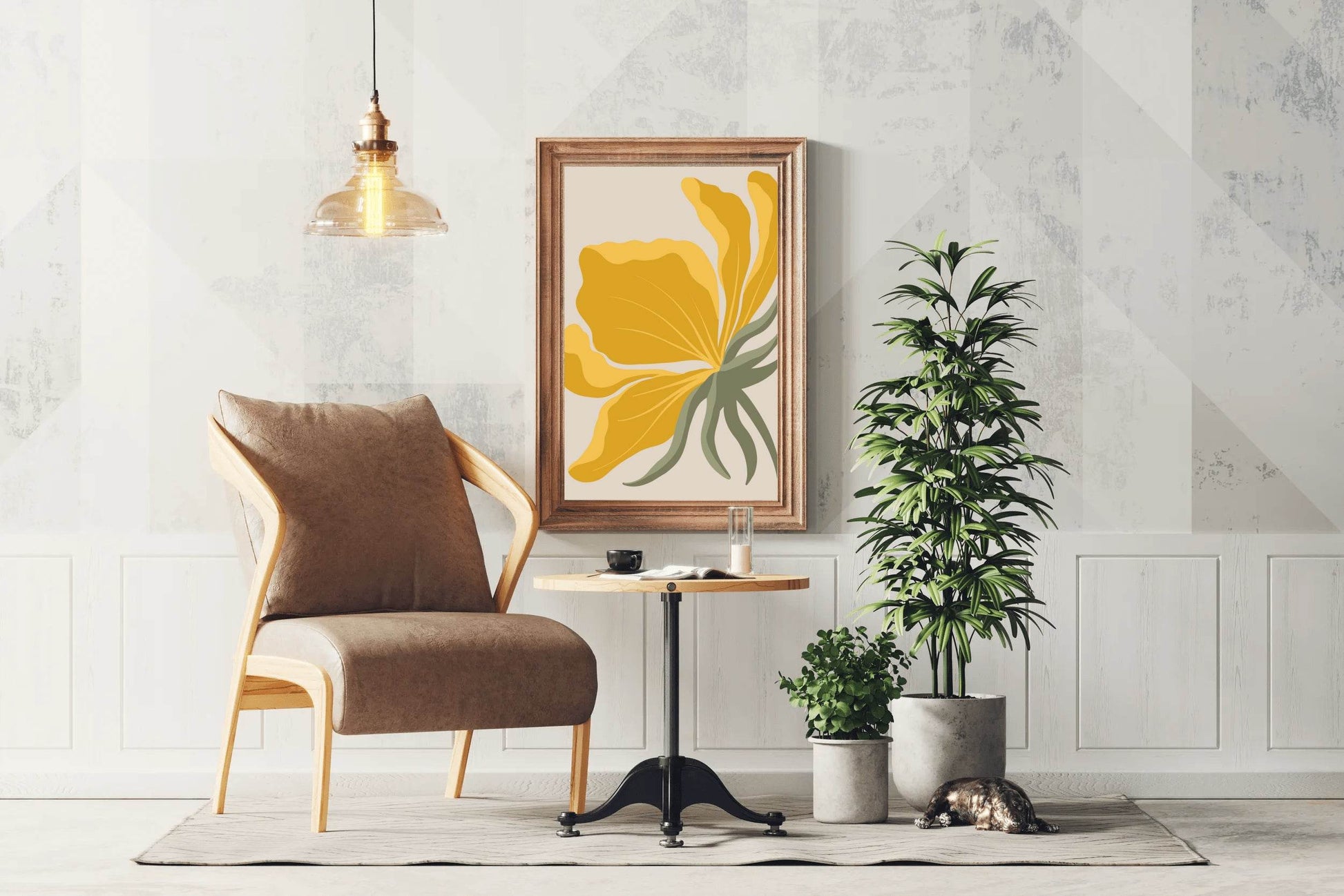Abstract Stylized Yellow Bloom Flower ArtWork - beink online art store