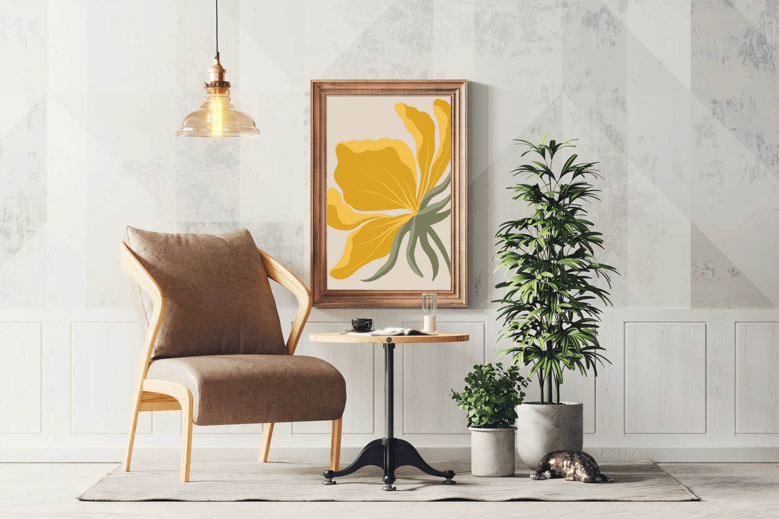 Abstract Stylized Yellow Bloom Flower ArtWork - beink online art store
