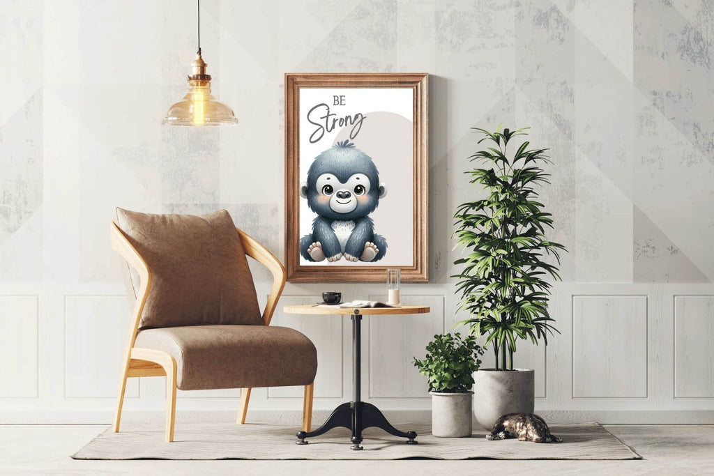 Watercolor Illustration of a Cute Baby Monkey - beink online art store