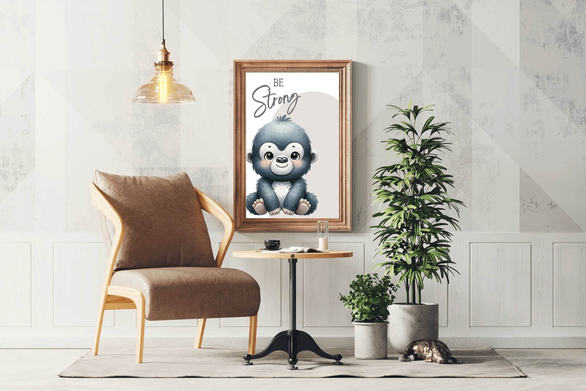 Watercolor Illustration of a Cute Baby Monkey - beink online art store
