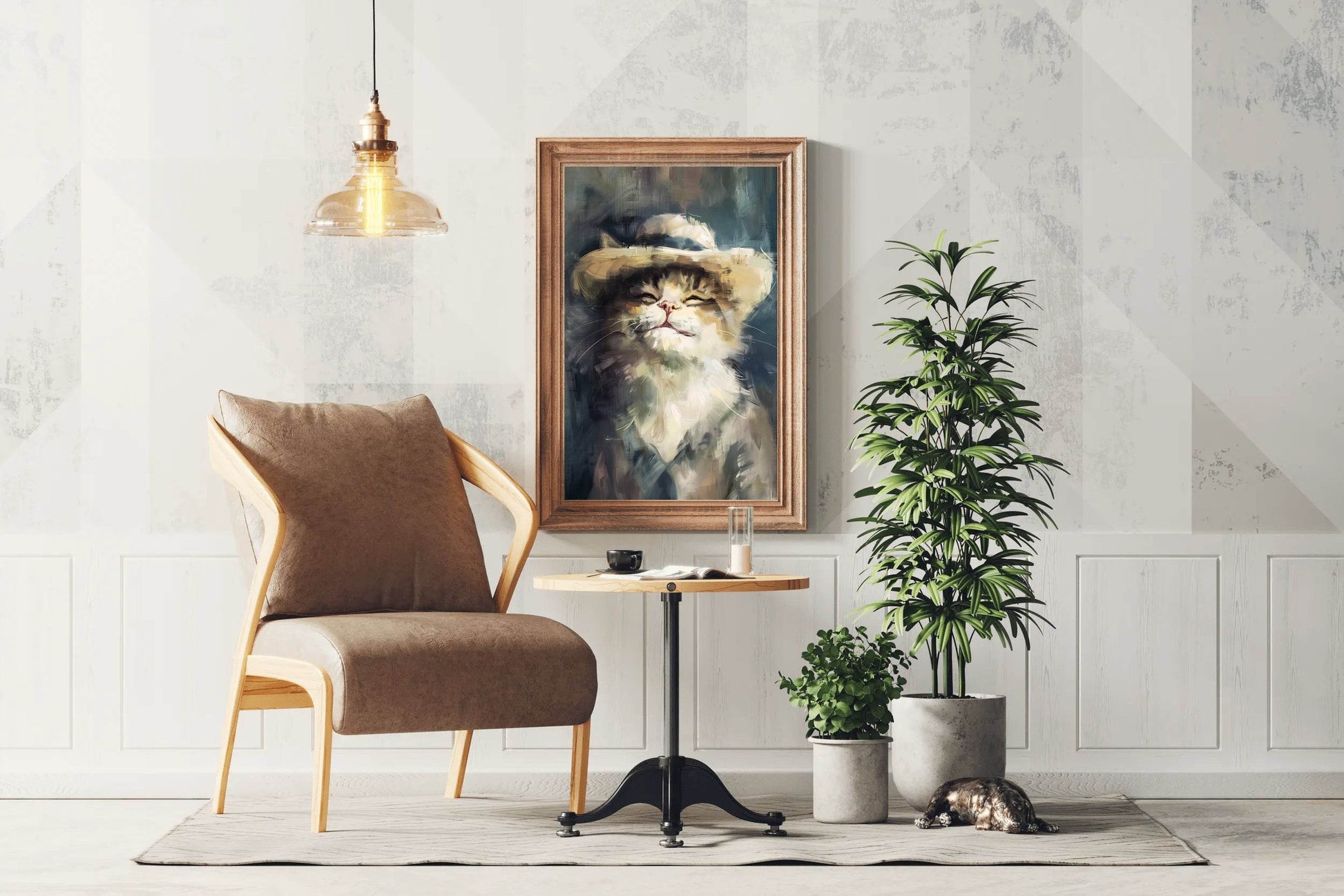Painting of Smiling Cat With Hat - beink online art store