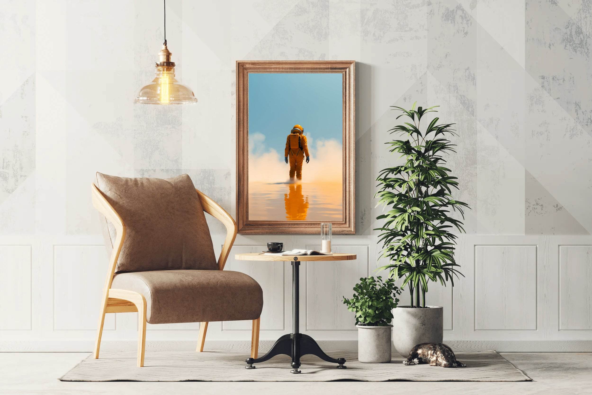 Astronaut In on the water Colorful Illustration Art Print - beink online art store