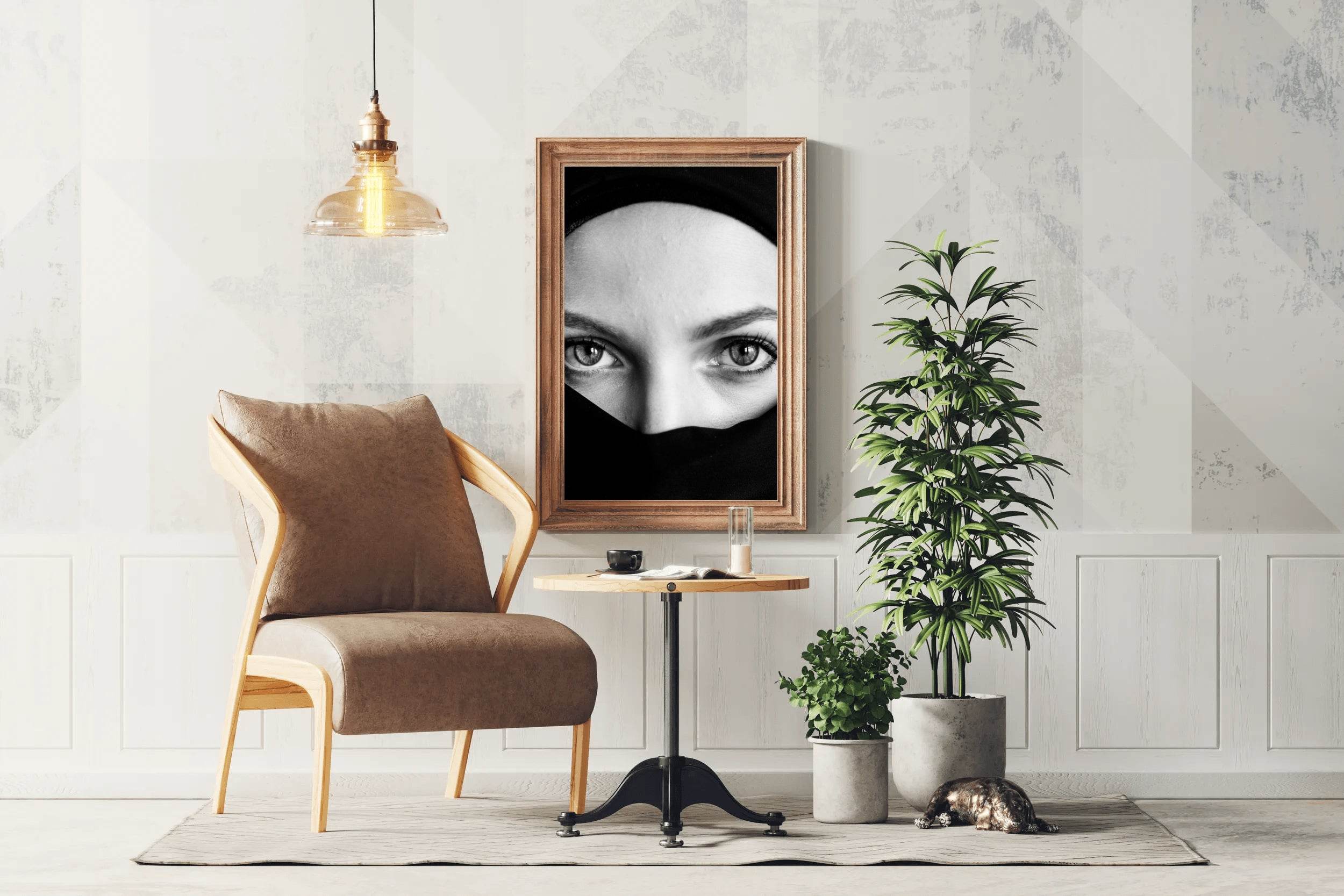 Woman Wearing Burqa Black & White Wall Art - beink online art store