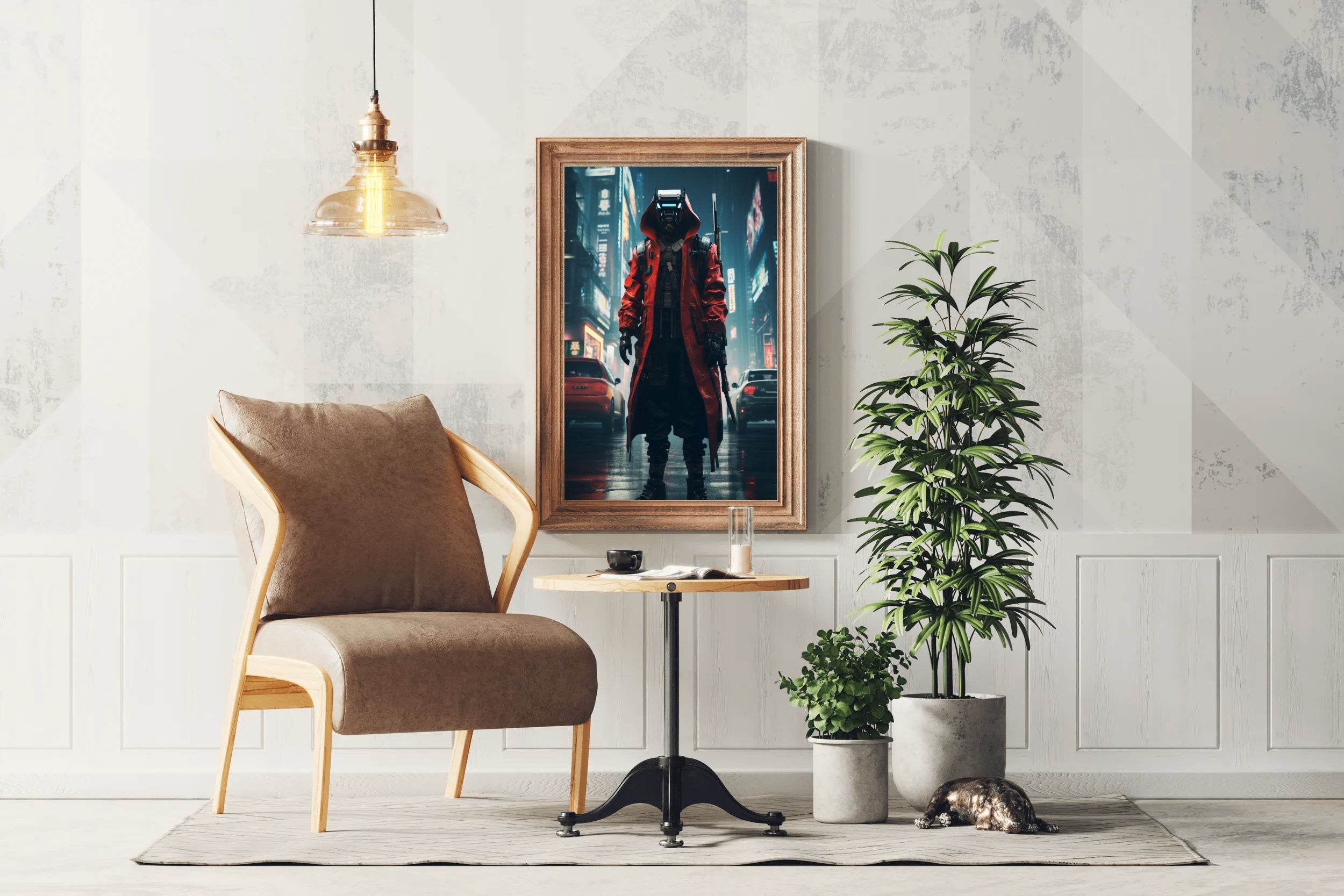 Cyberpunk Warrior In Urban Scenery Anime Wall Art - beink online art store
