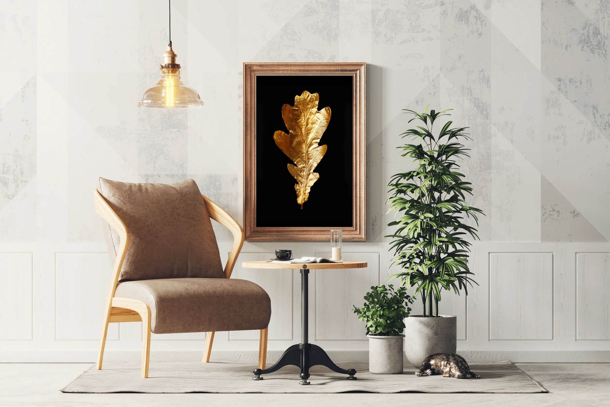 Golden Oak Leaf Wall Art - beink online art store