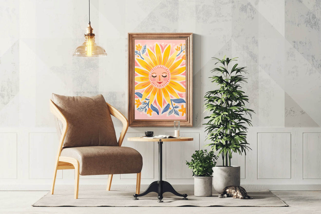 Watercolor Drawing of Sleeping Sunflower - beink online art store