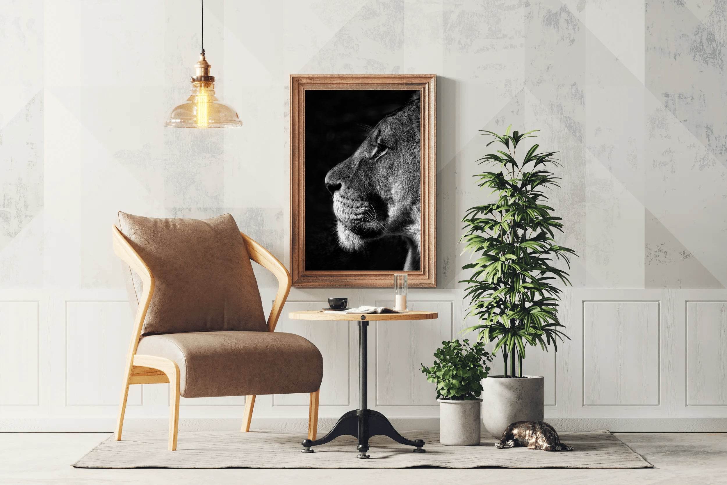 Barbary Lion Black & White Wall Art - beink online art store