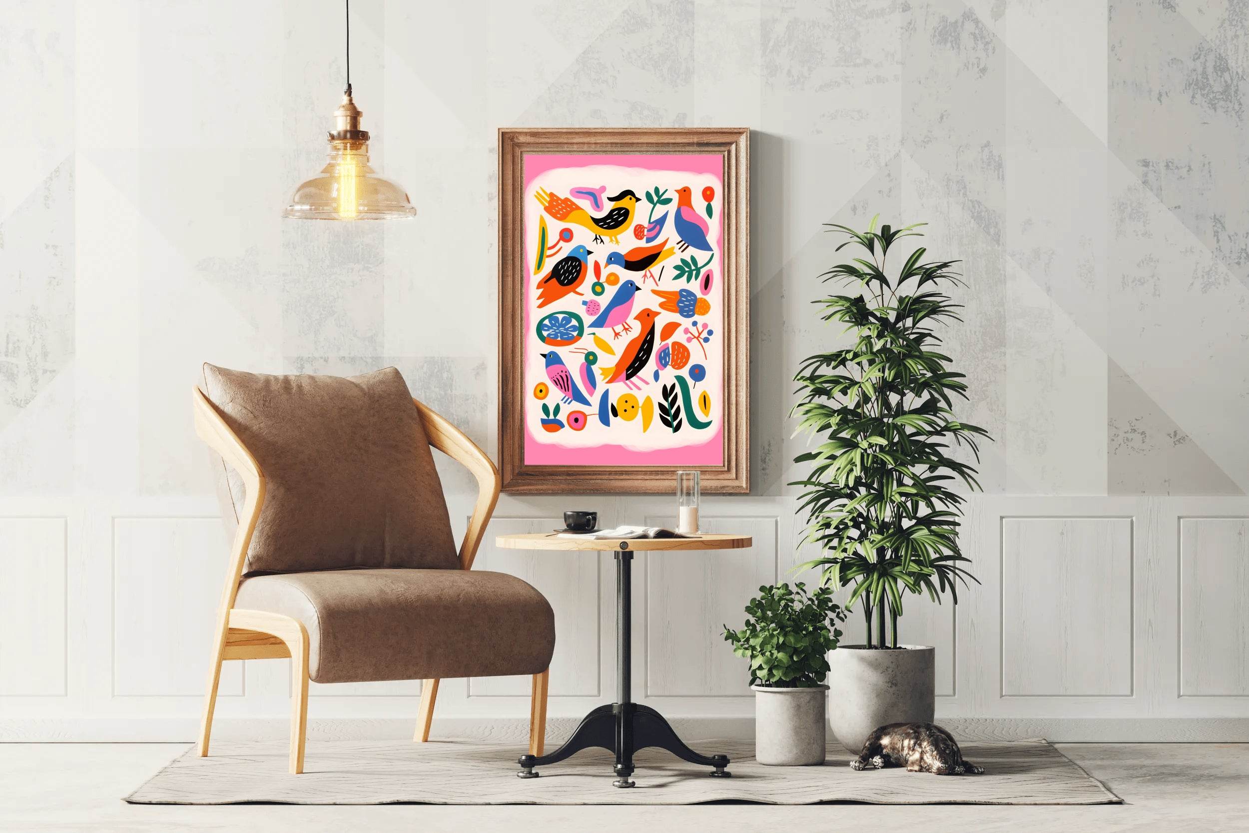 Painting Different Colored Birds Wall Art - beink online art store