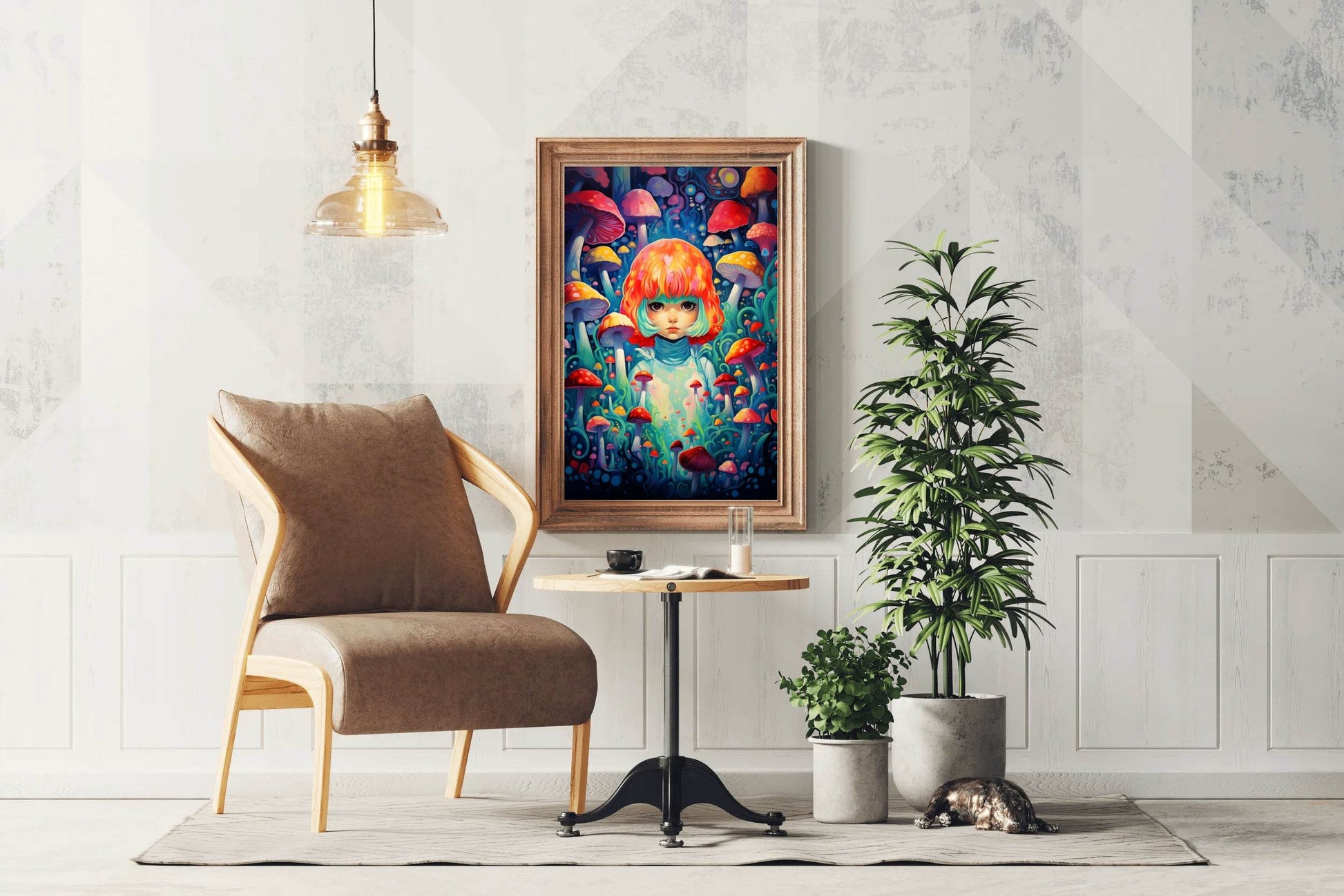 Colorful Mushroom Girl Wall Art - beink online art store