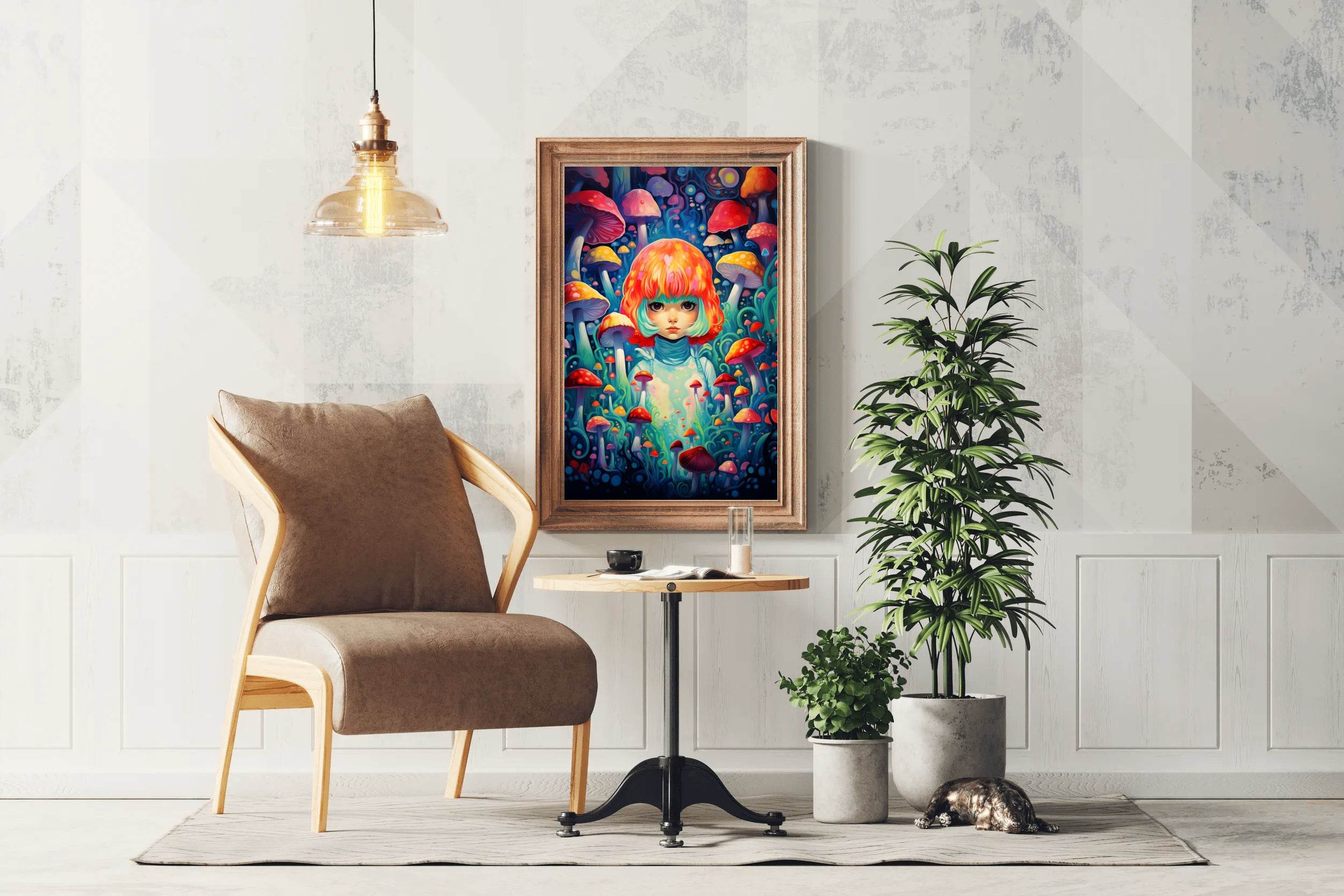 Colorful Mushroom Girl Wall Art - beink online art store