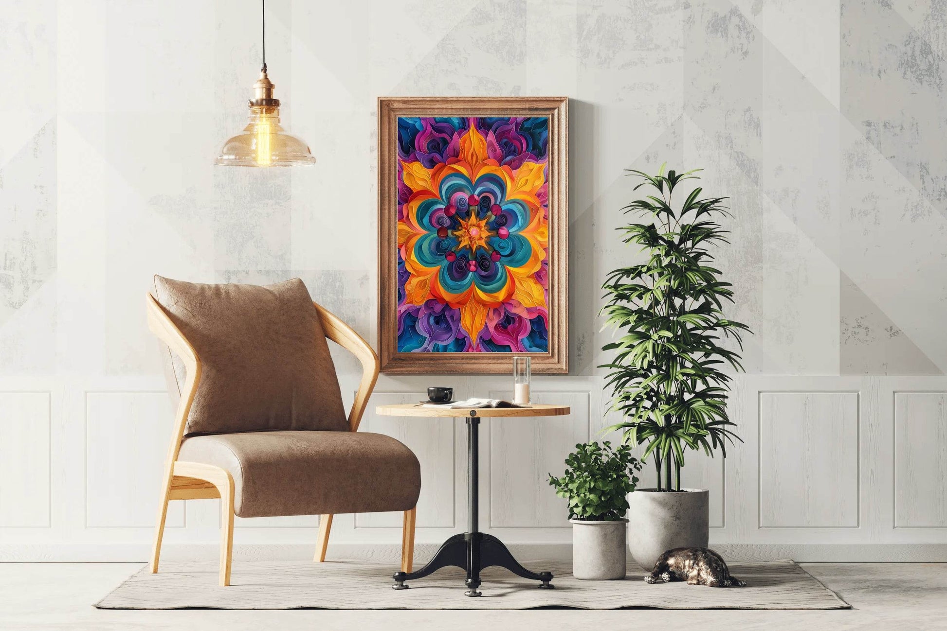Flower Mandala Pattern Wall Art - beink online art store