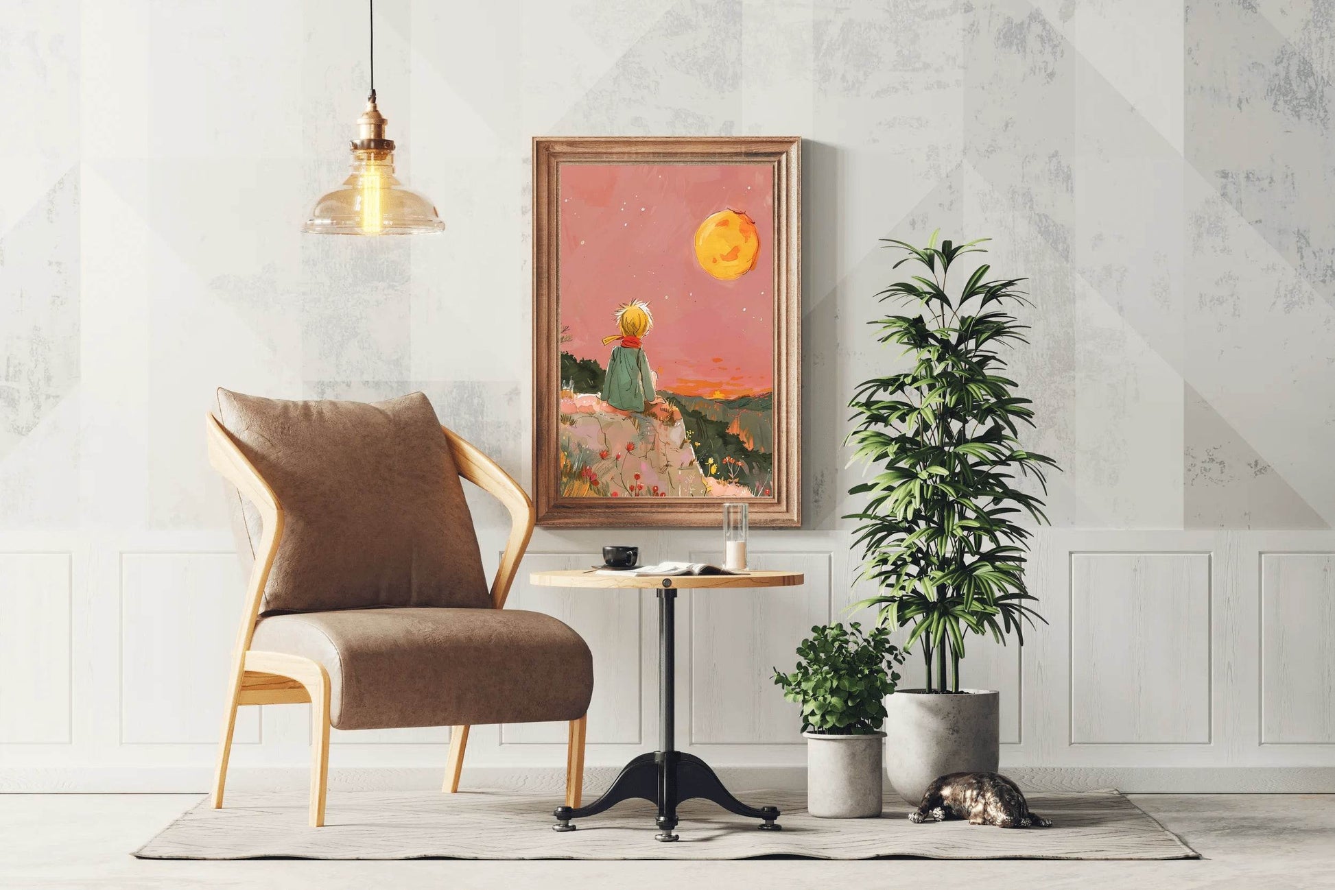 Boy Sitting on the Edge of the Mountain - beink online art store