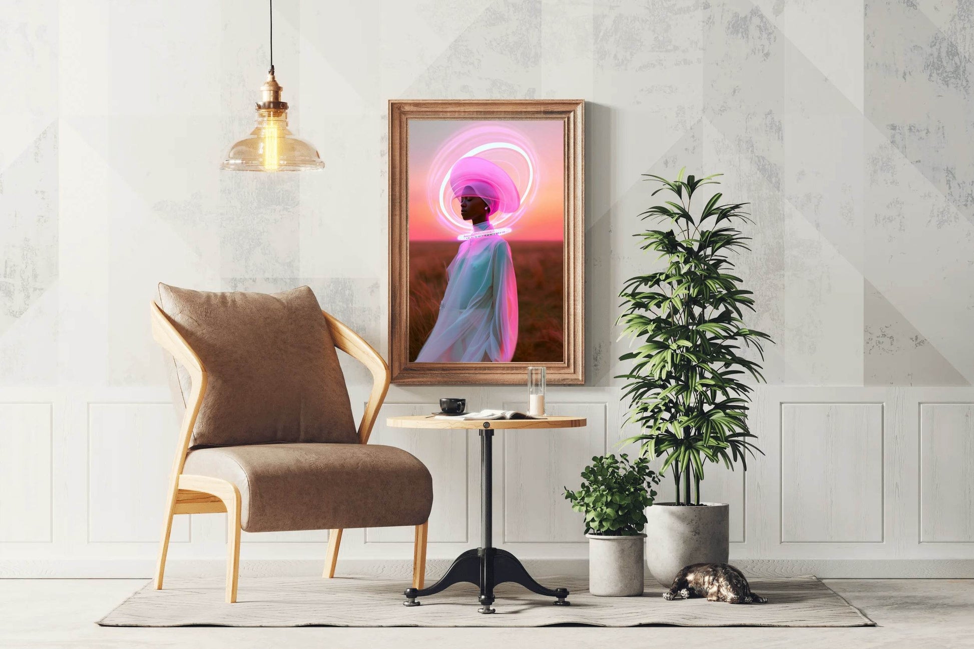 Painting of a Woman in a Flowing White Dress - beink online art store