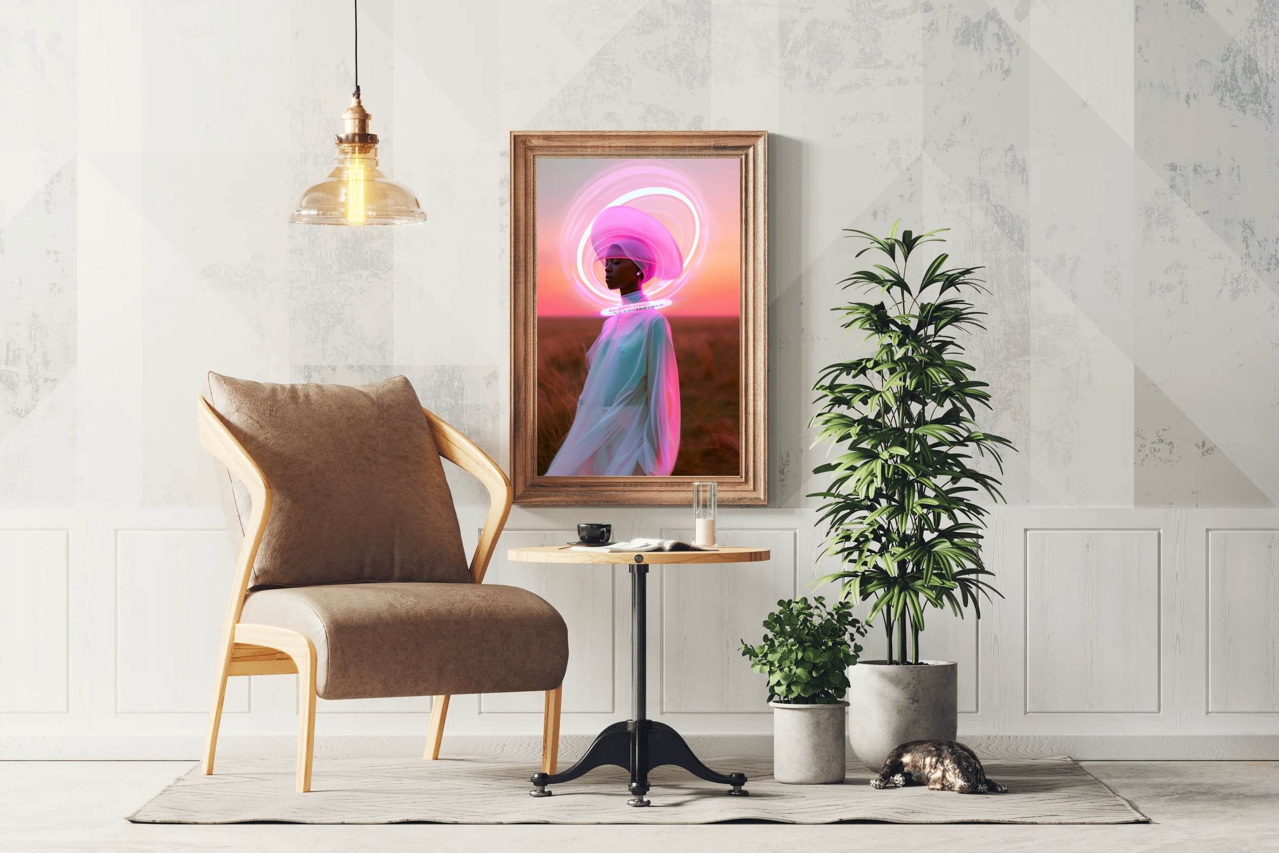 Painting of a Woman in a Flowing White Dress - beink online art store