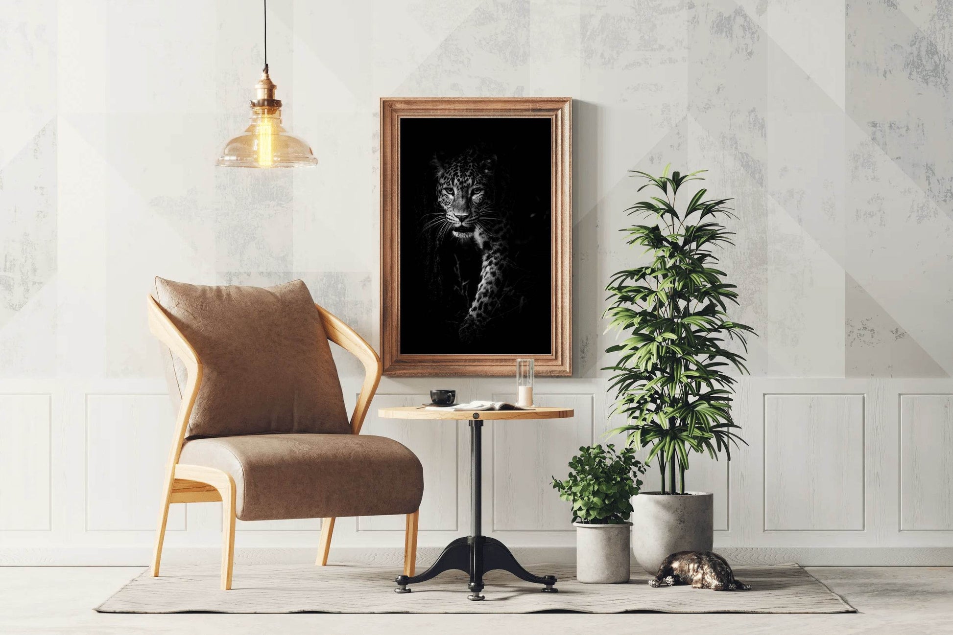 Amur Leopard Black & White Wall Art - beink online art store