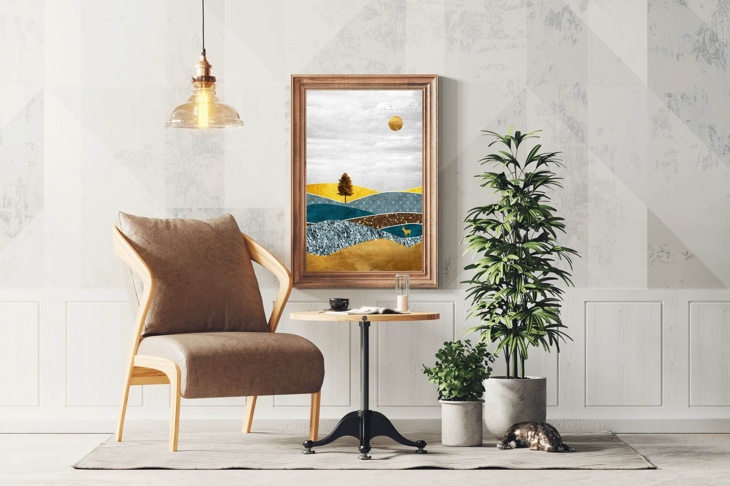 Deer in a Field With a Full Moon Wall Art - beink online art store