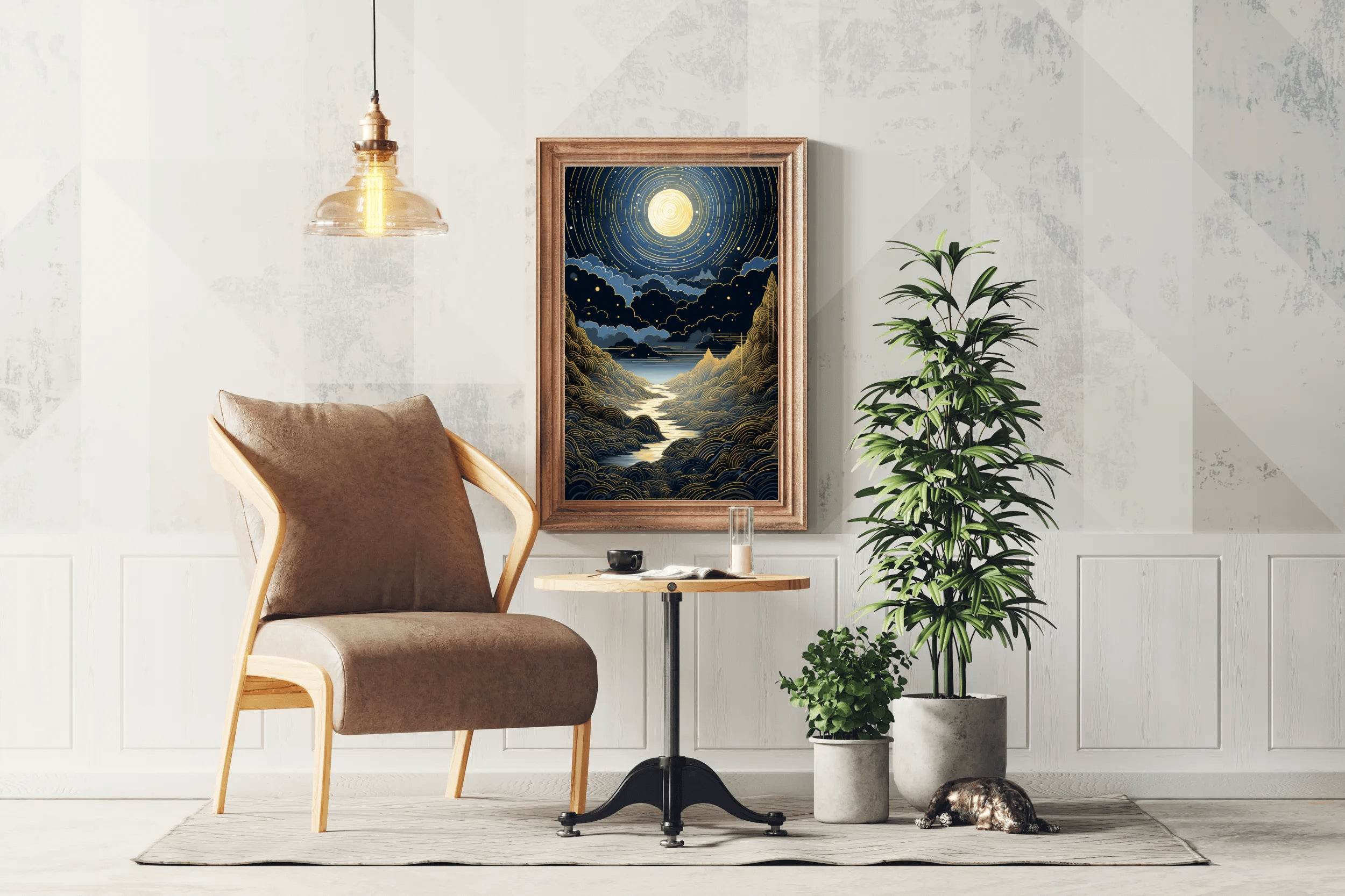 Starry Night Sky With Mountains And Stars Wall Art - beink online art store