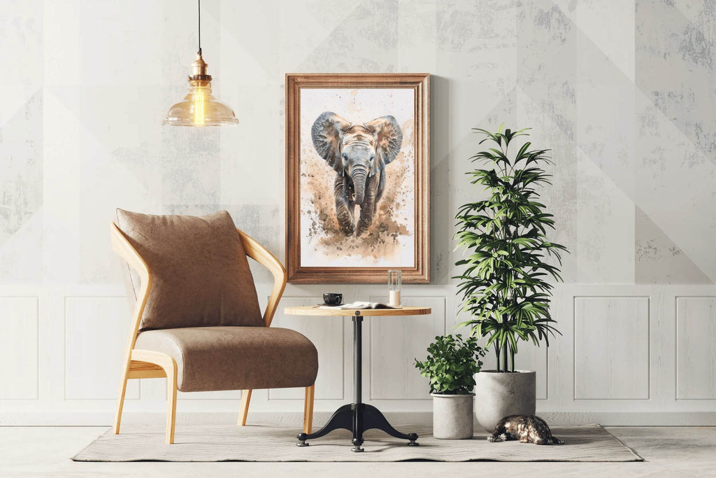 Elephant Running in Dirt Animal Wall Art - beink online art store