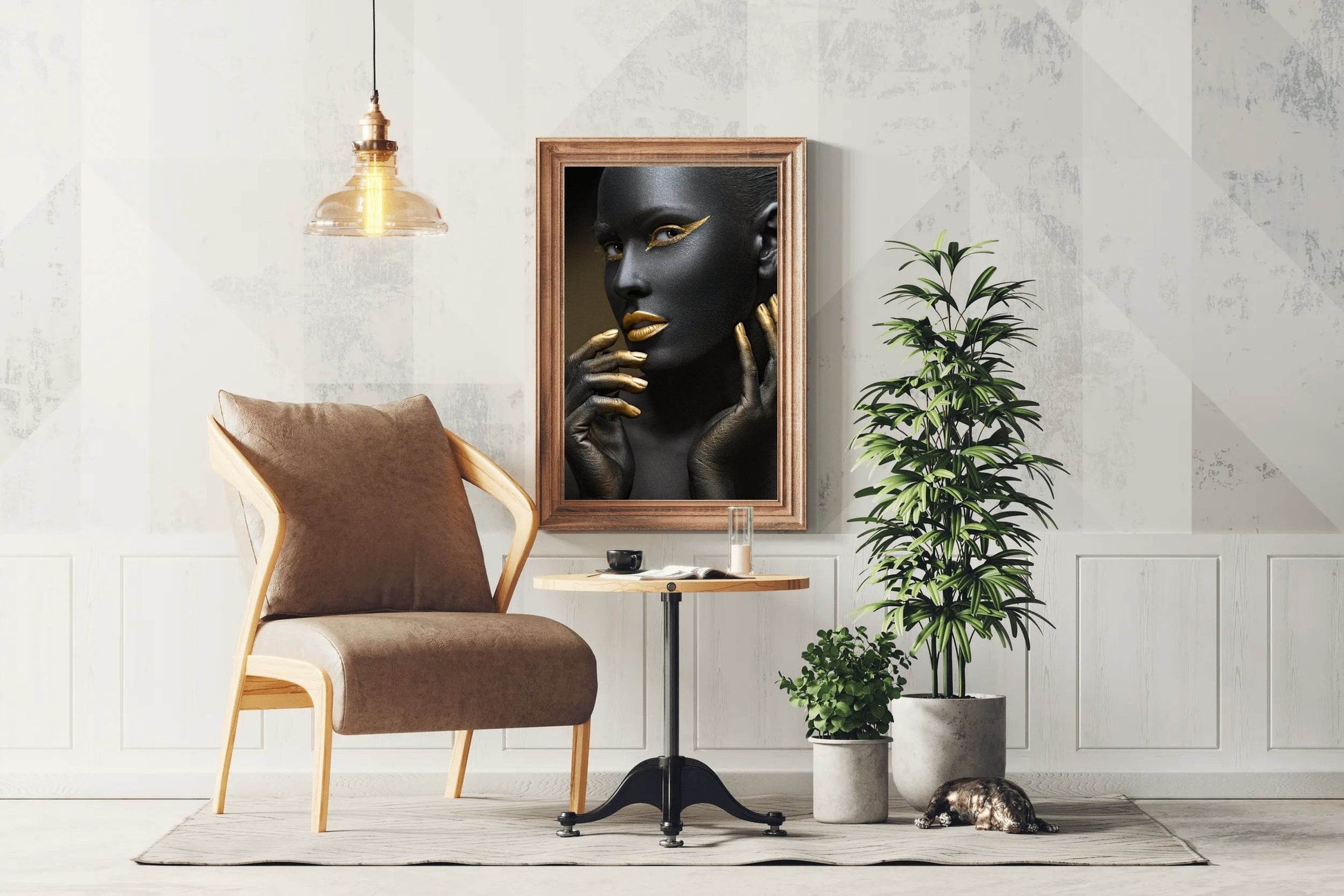 Face of Black Girl With Golden Makeup Wall Art - beink online art store
