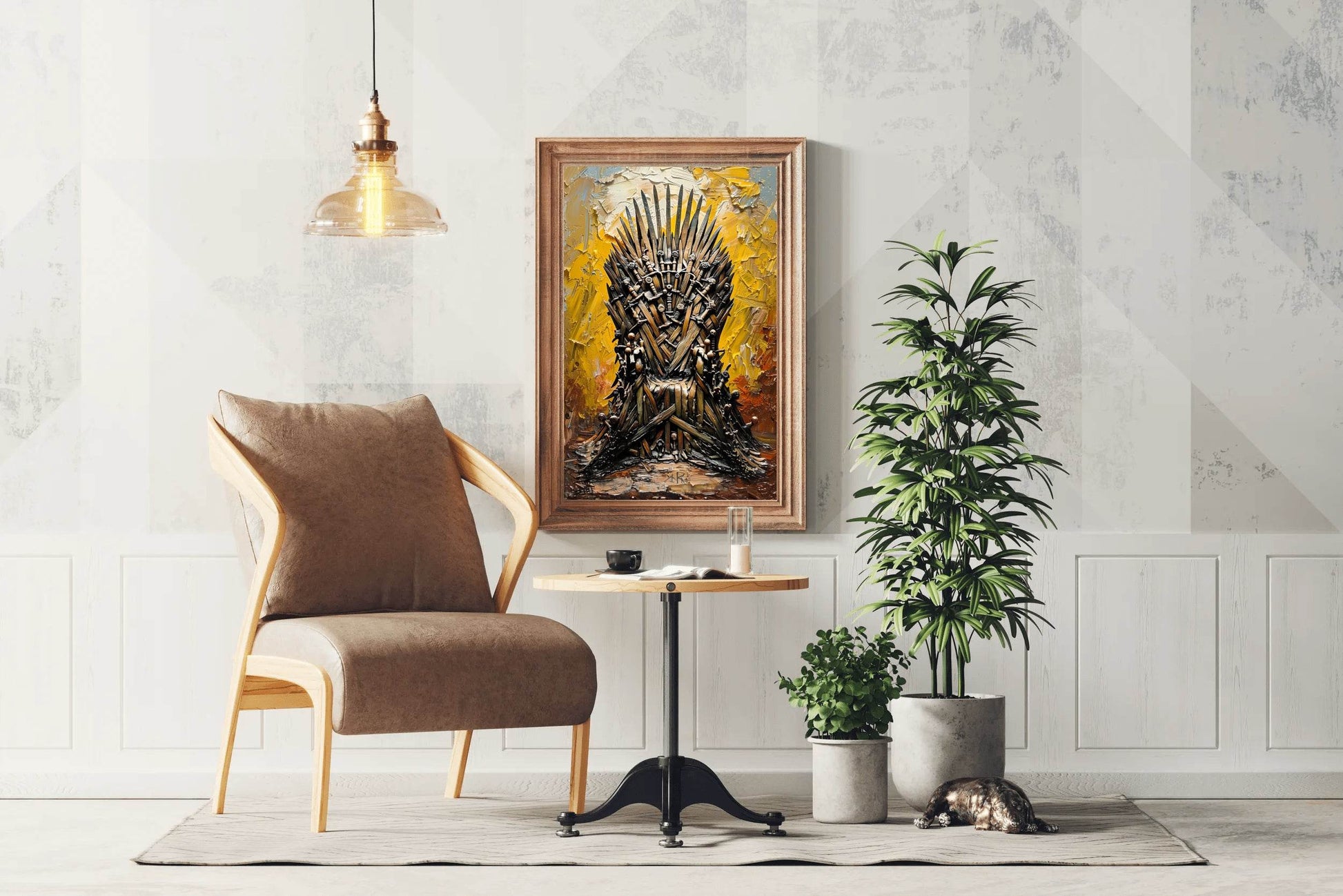 Painting Of A Chair Made Of Daggers And Swords Wall Art - beink online art store