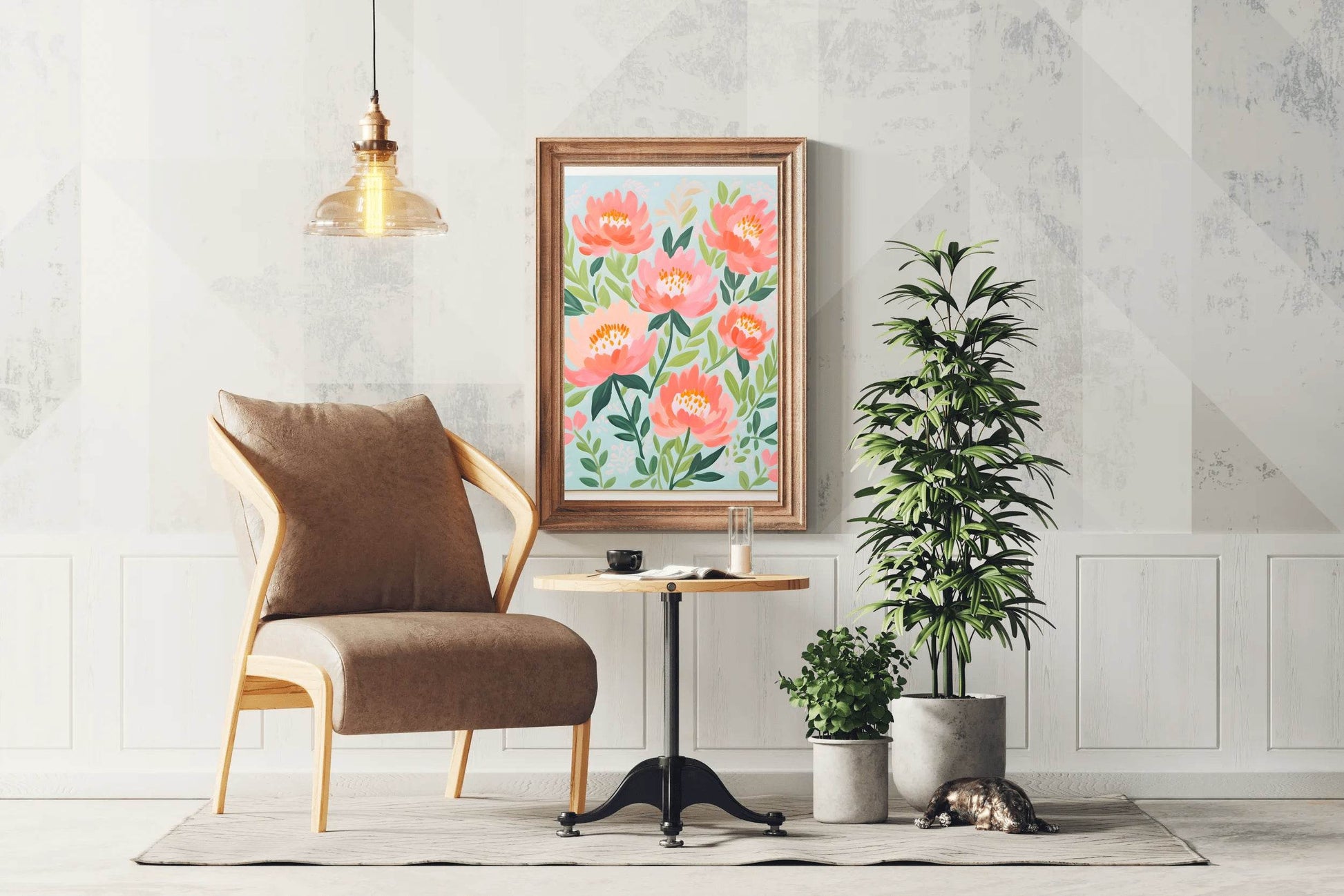Drawing of Pink Flowers Wall Art - beink online art store