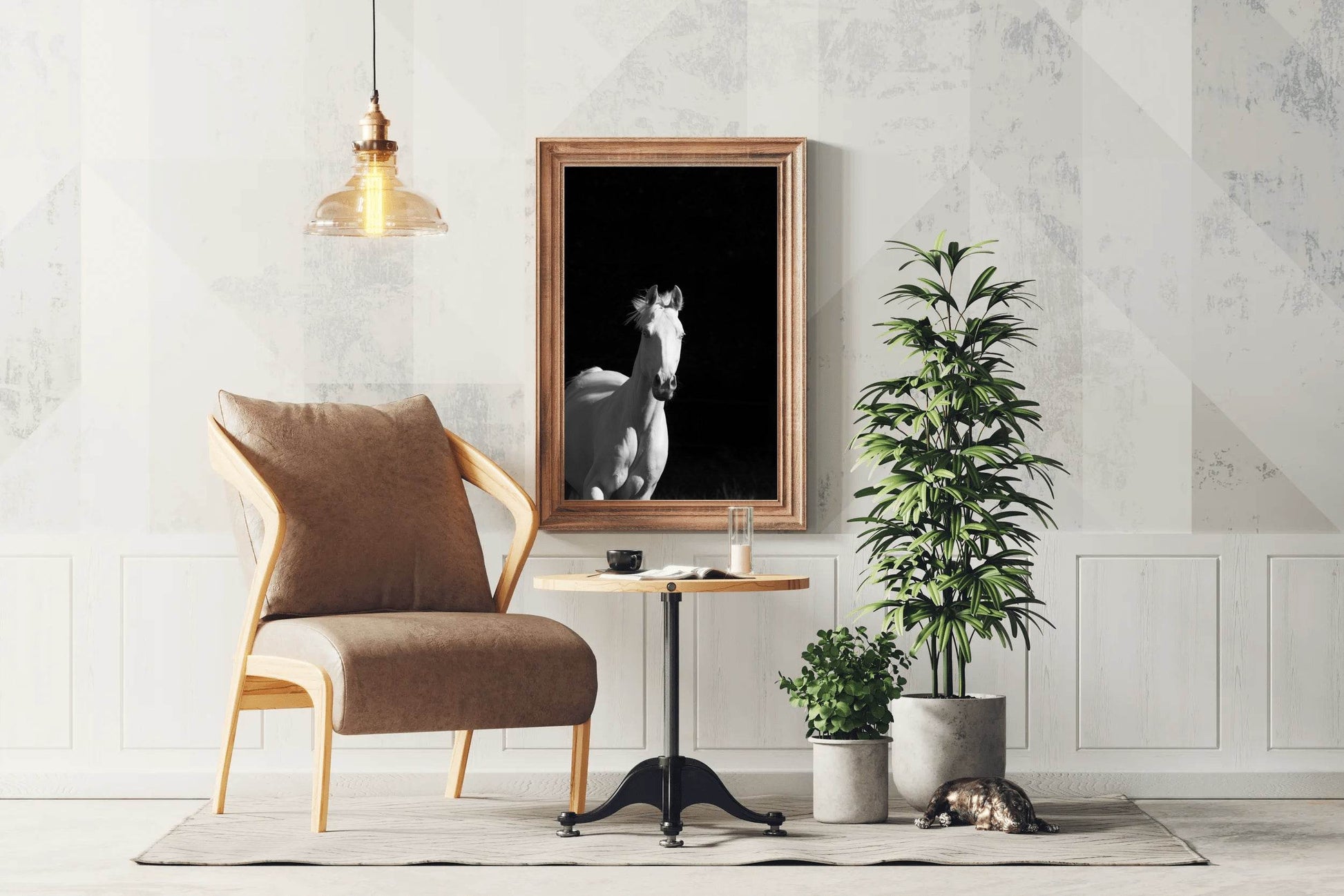 Camarillo White Horse Black & White Wall Art - beink online art store