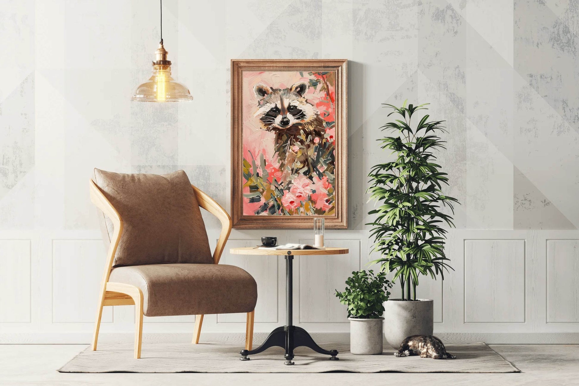 Watercolor Brush Strokes Raccoon Painting - beink online art store
