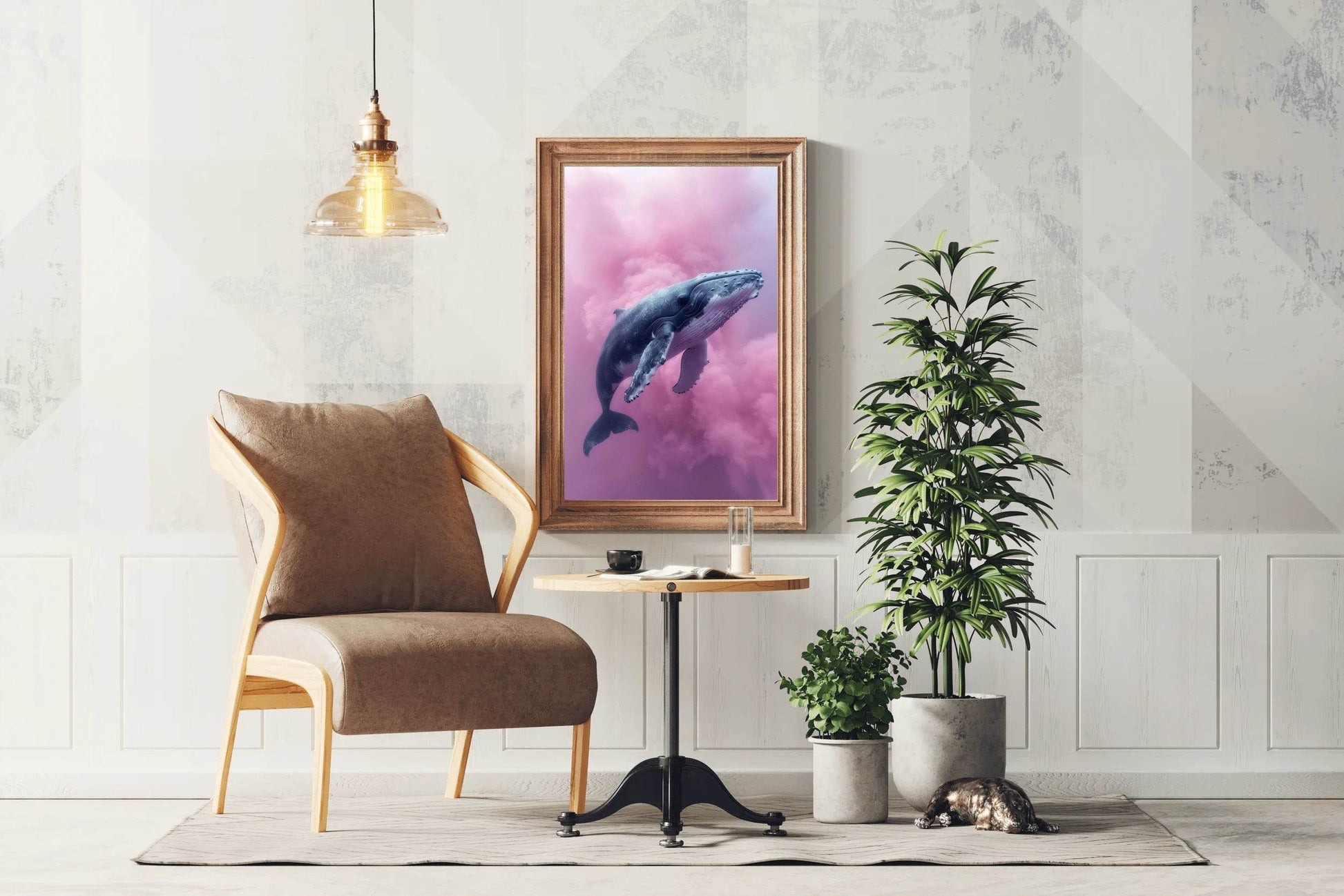 Whale Flying in Pink Clouds Wall Art - beink online art store