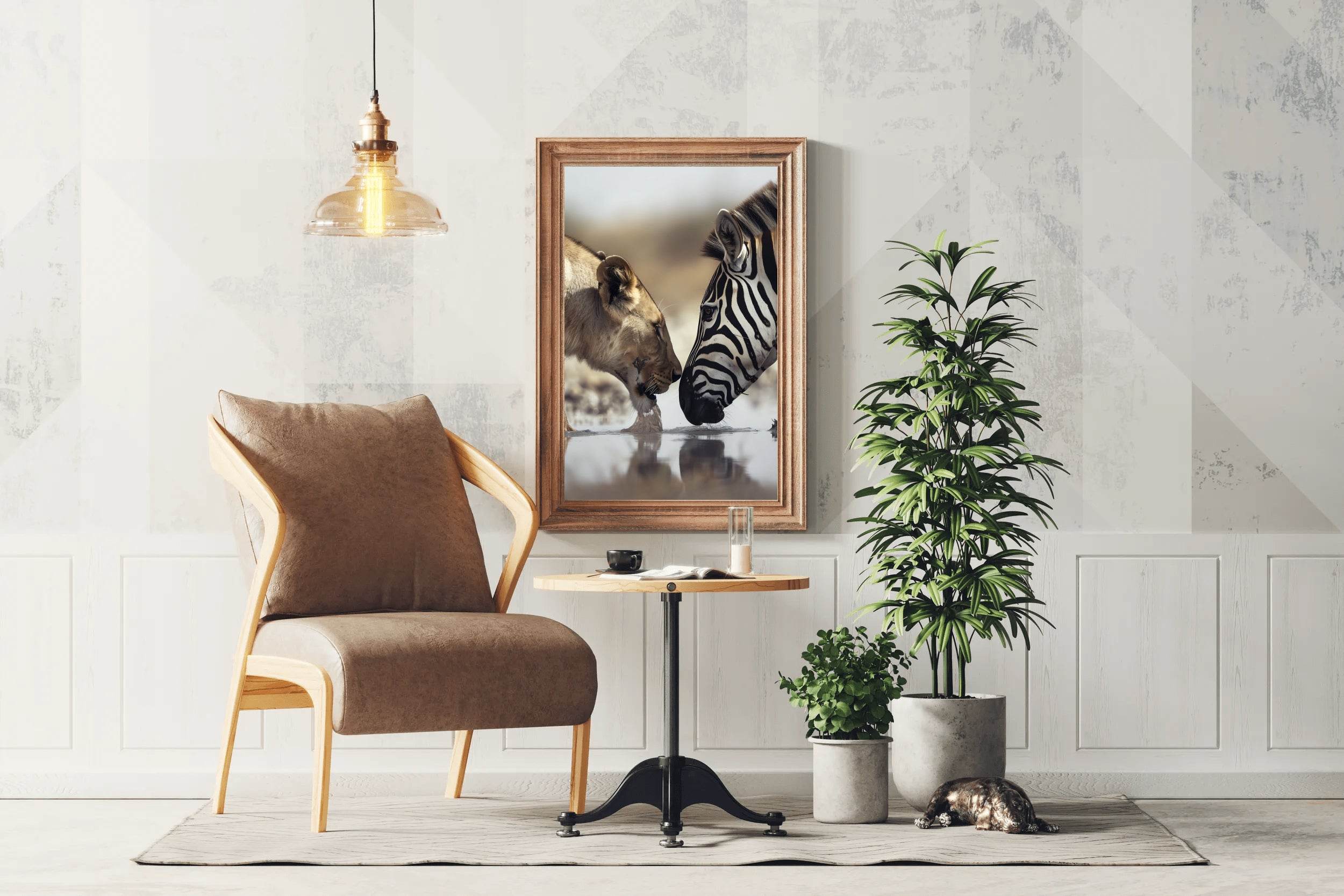 Zebra and Tiger Drinking Water Wall Art - beink online art store
