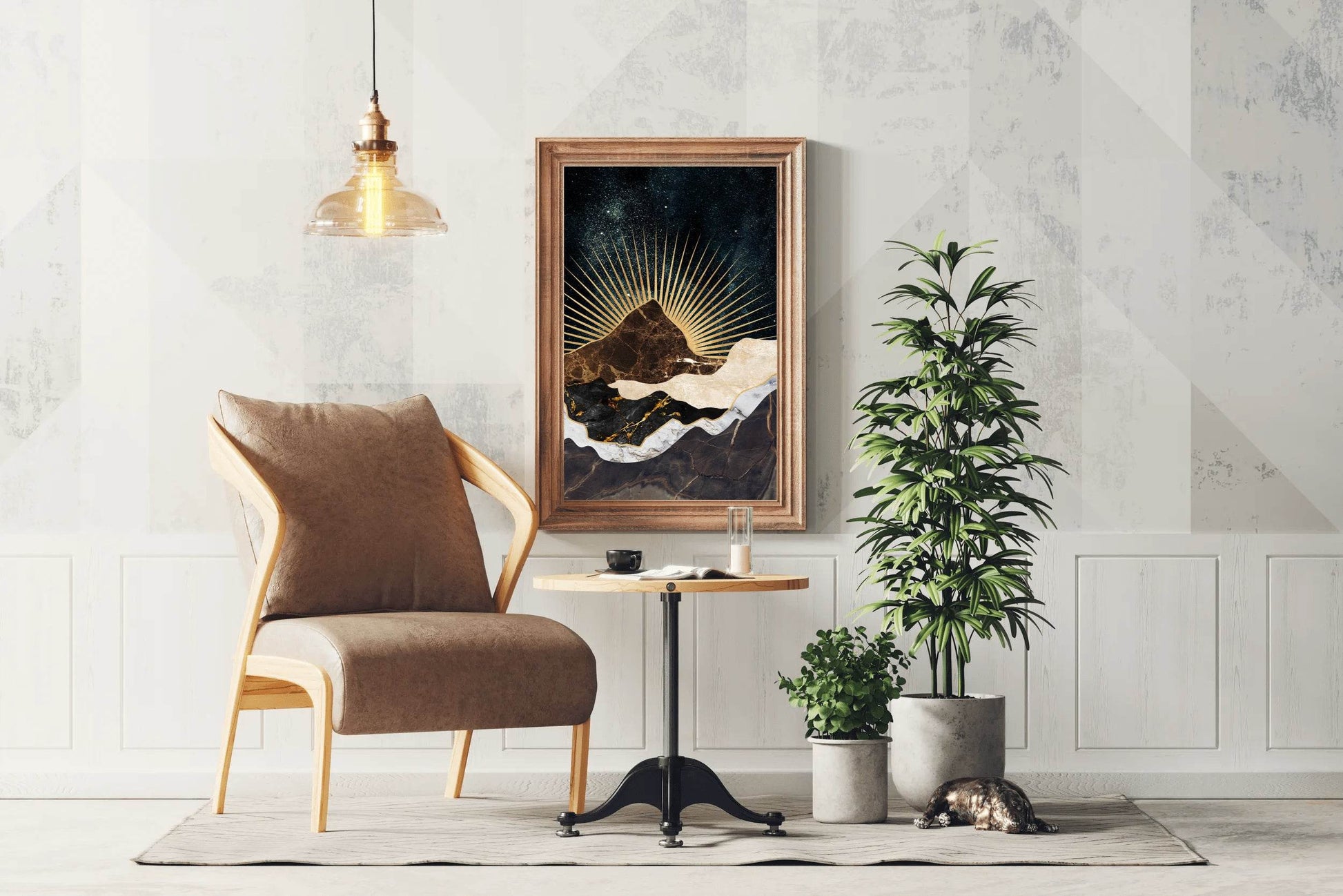 Copper and Gold Mountain Modern Wall Art - beink online art store