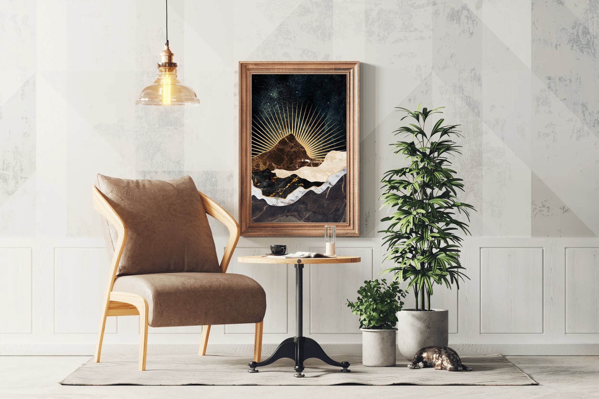 Copper and Gold Mountain Modern Wall Art - beink online art store