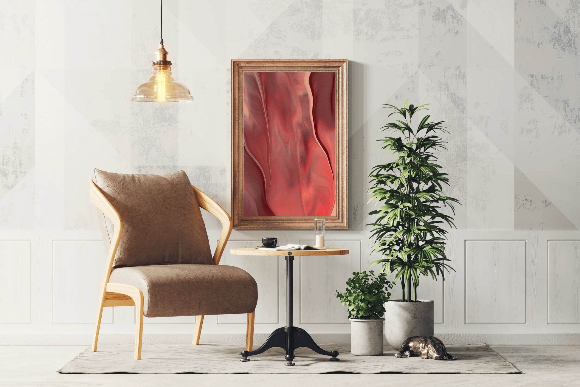 Red Oil Paint Background Abstract Wall Art - beink online art store