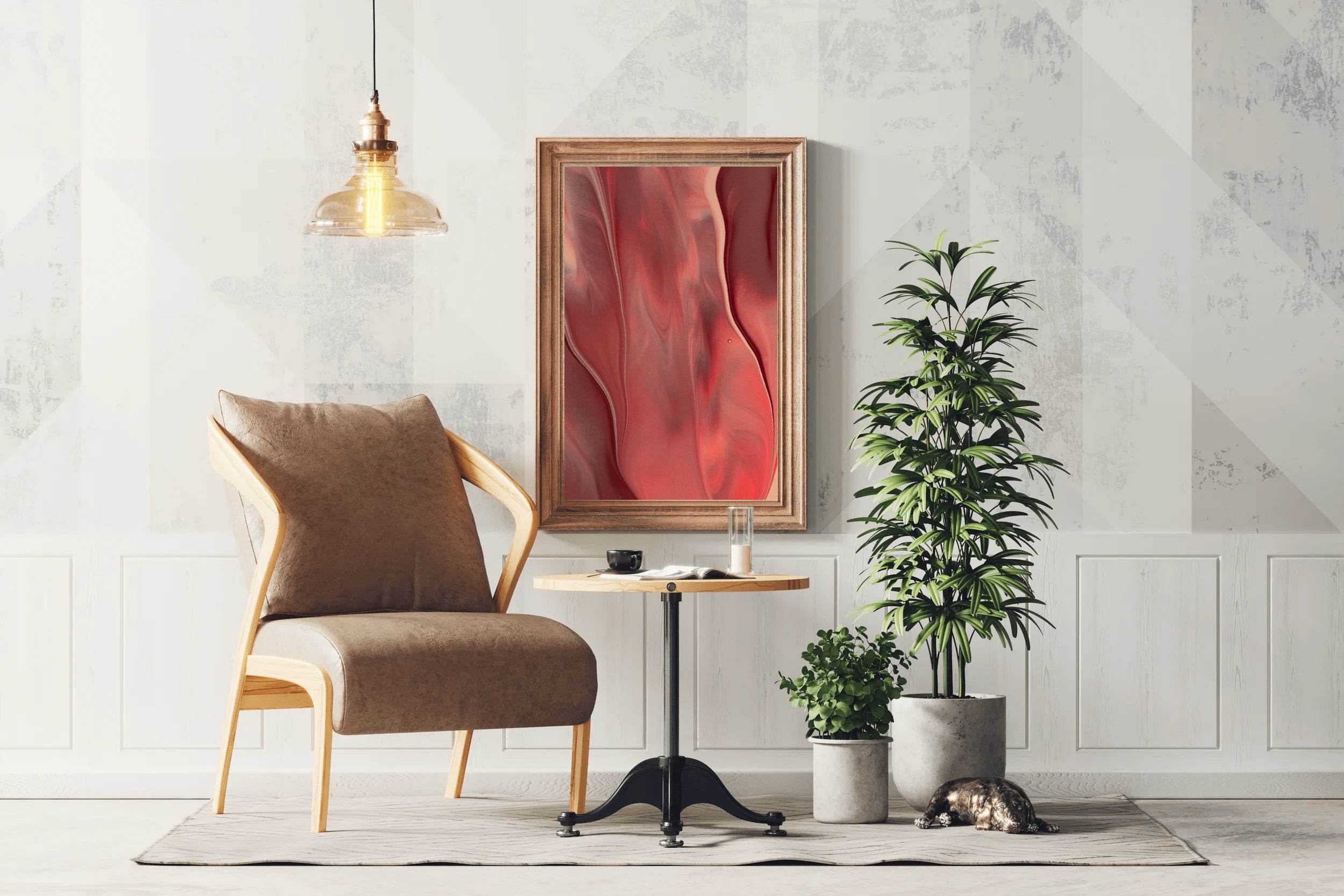 Red Oil Paint Background Abstract Wall Art - beink online art store