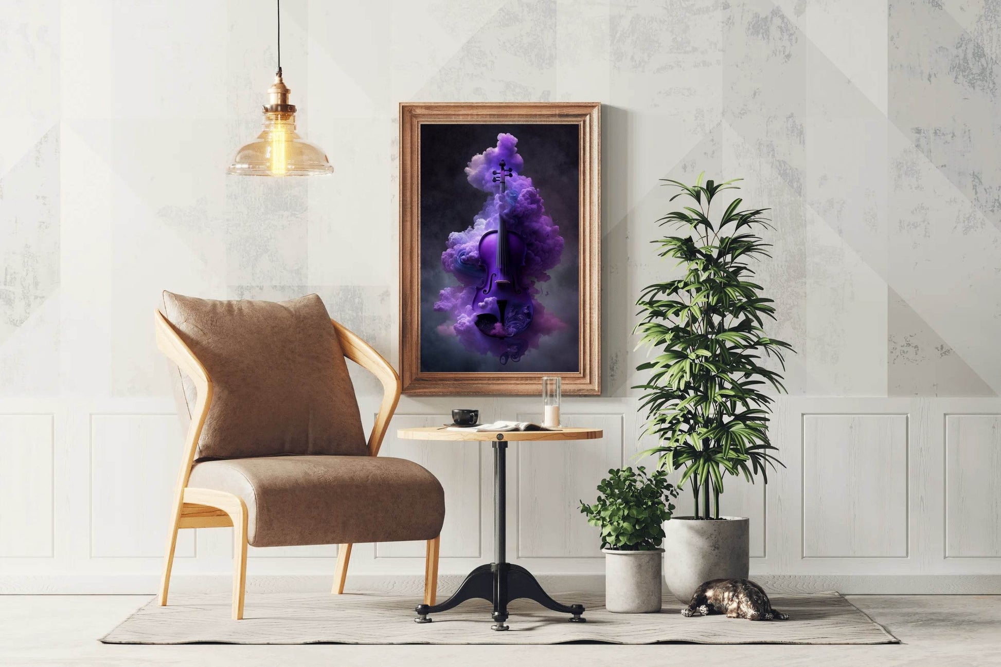 Purple Magic Violin In Smoke Wall Art - beink online art store