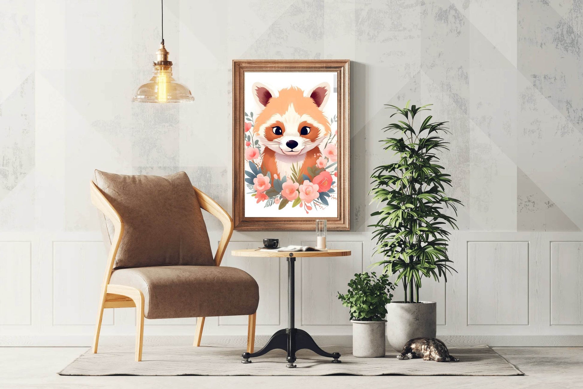 Cute Watercolor Red Panda Wall Art - beink online art store
