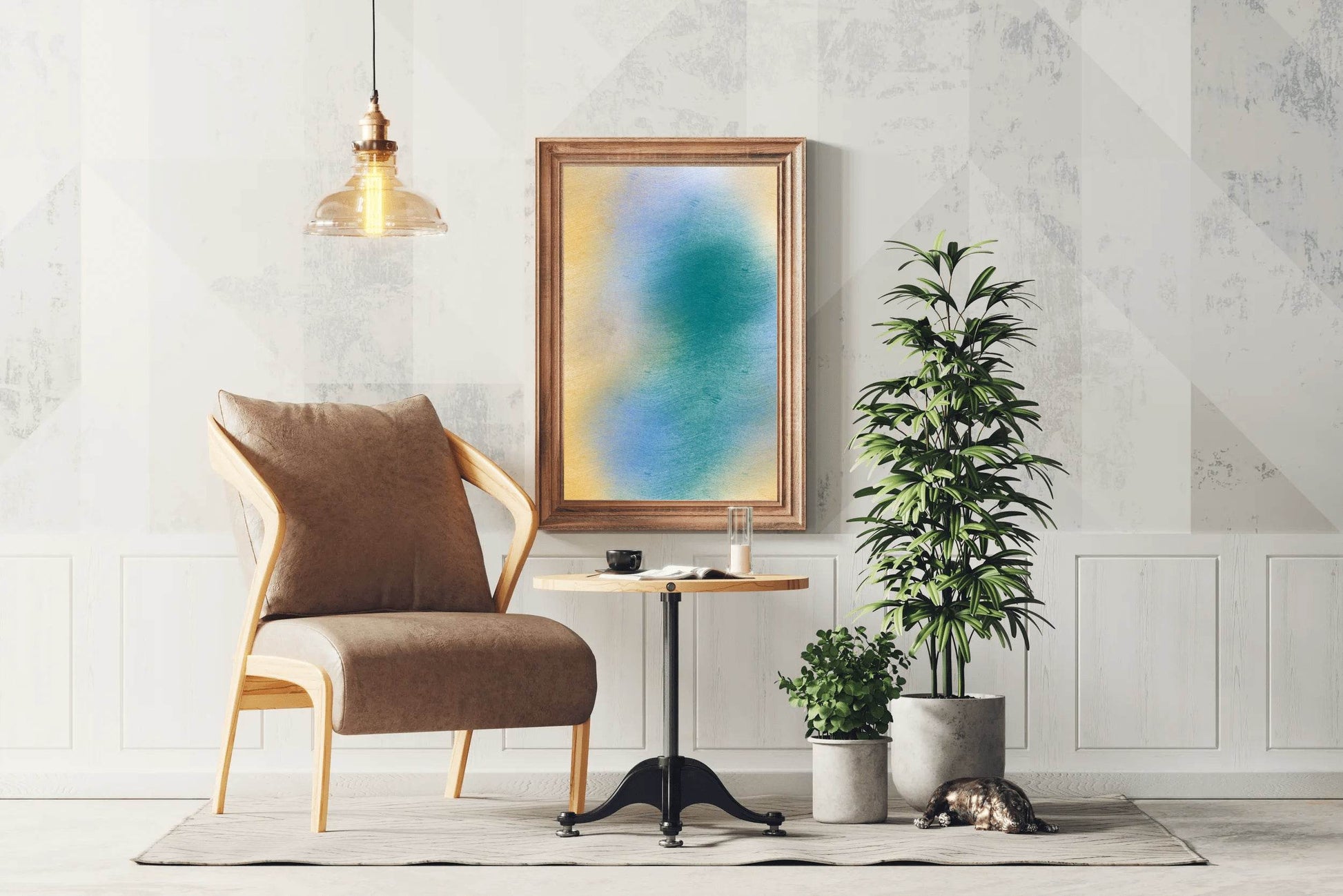 Green Blue Brown Matte Background Wall Art - beink online art store
