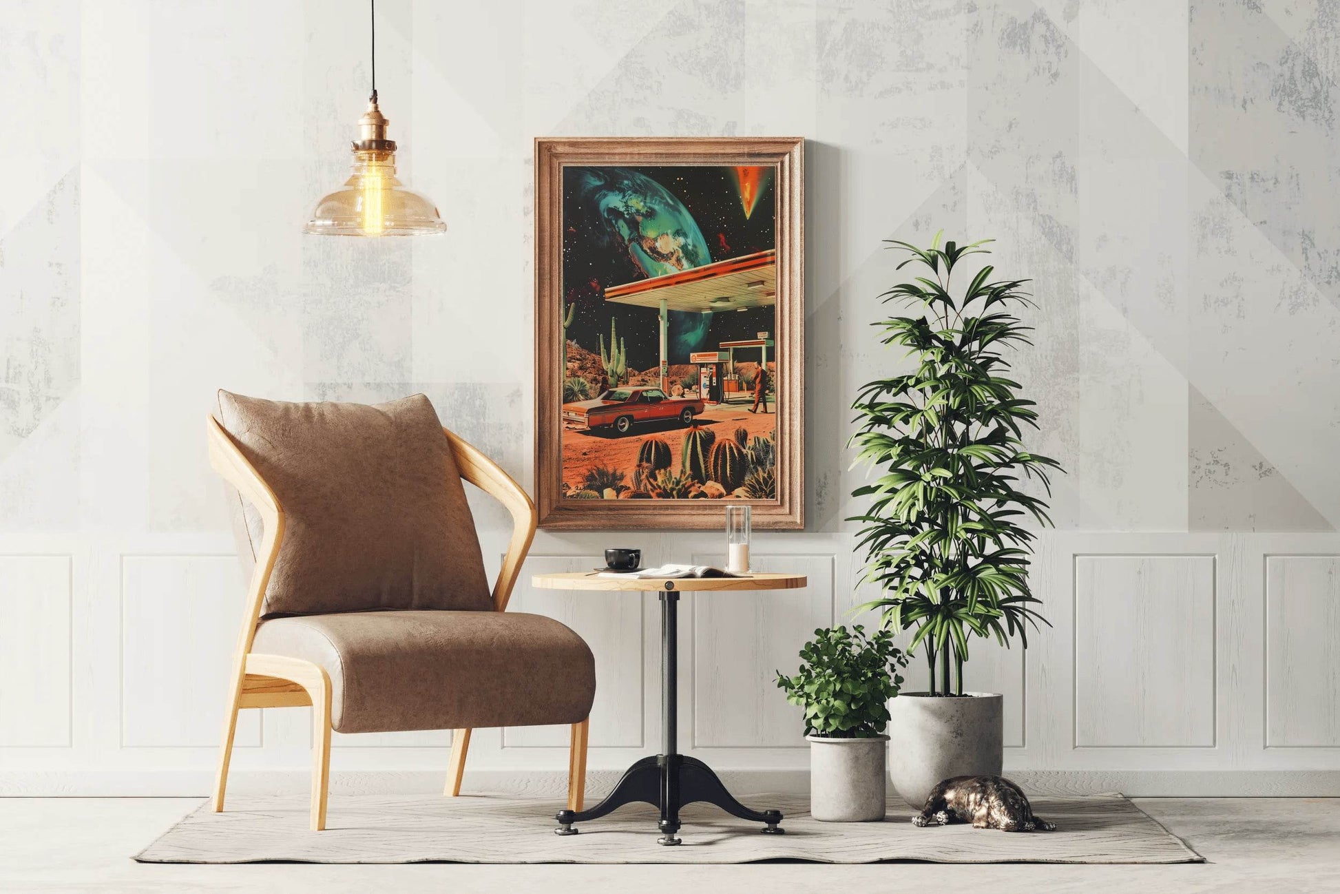Gas Station With Space Background Wall Art - beink online art store