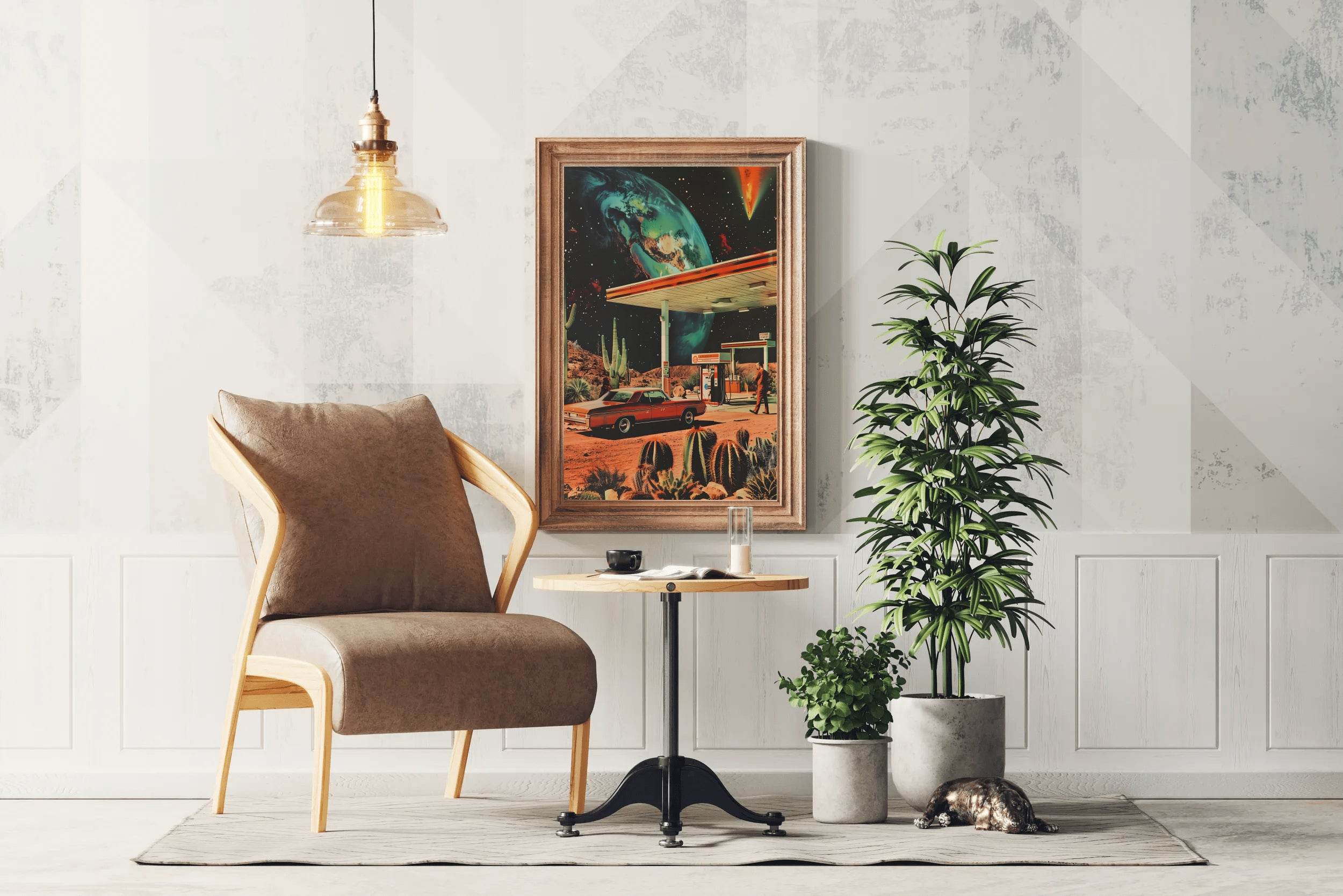 Gas Station With Space Background Wall Art - beink online art store
